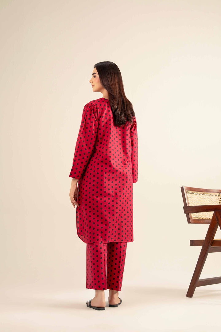 NishatUK - Red Printed Cotton 2-piece ready to wear Dress
