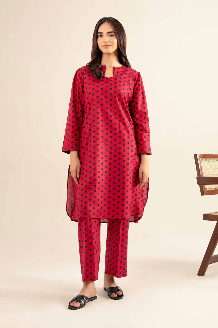 NishatUK - Red Printed Cotton 2-piece ready to wear Dress