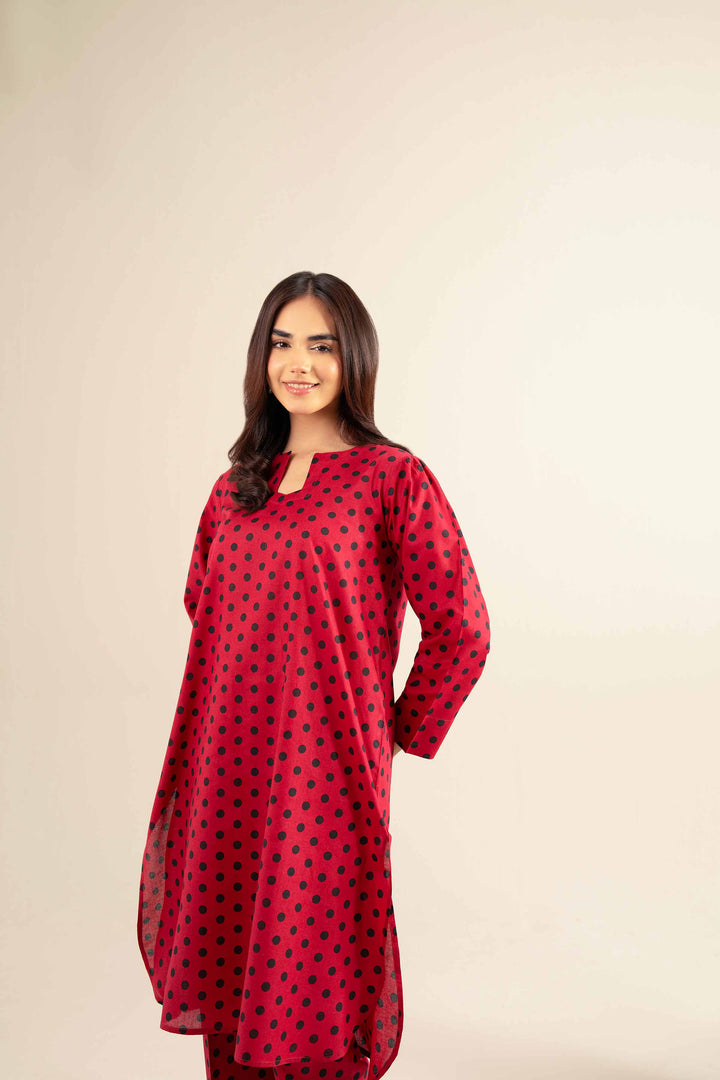 NishatUK - Red Printed Cotton 2-piece ready to wear Dress
