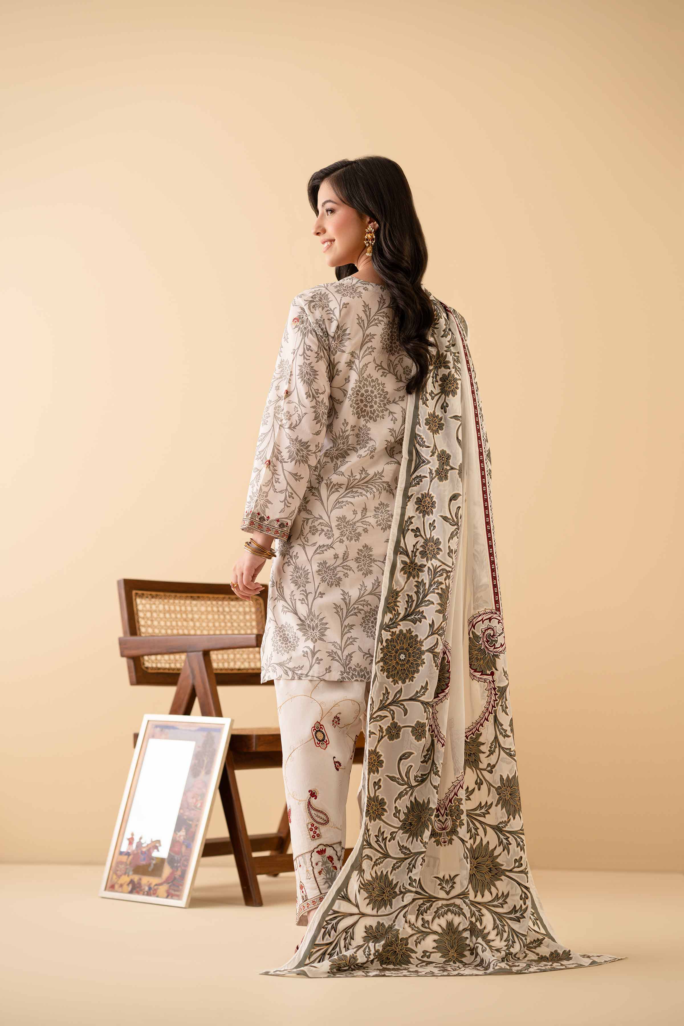 NishatUK - Light Grey Embroidered Lawn 3-piece ready to wear Suit