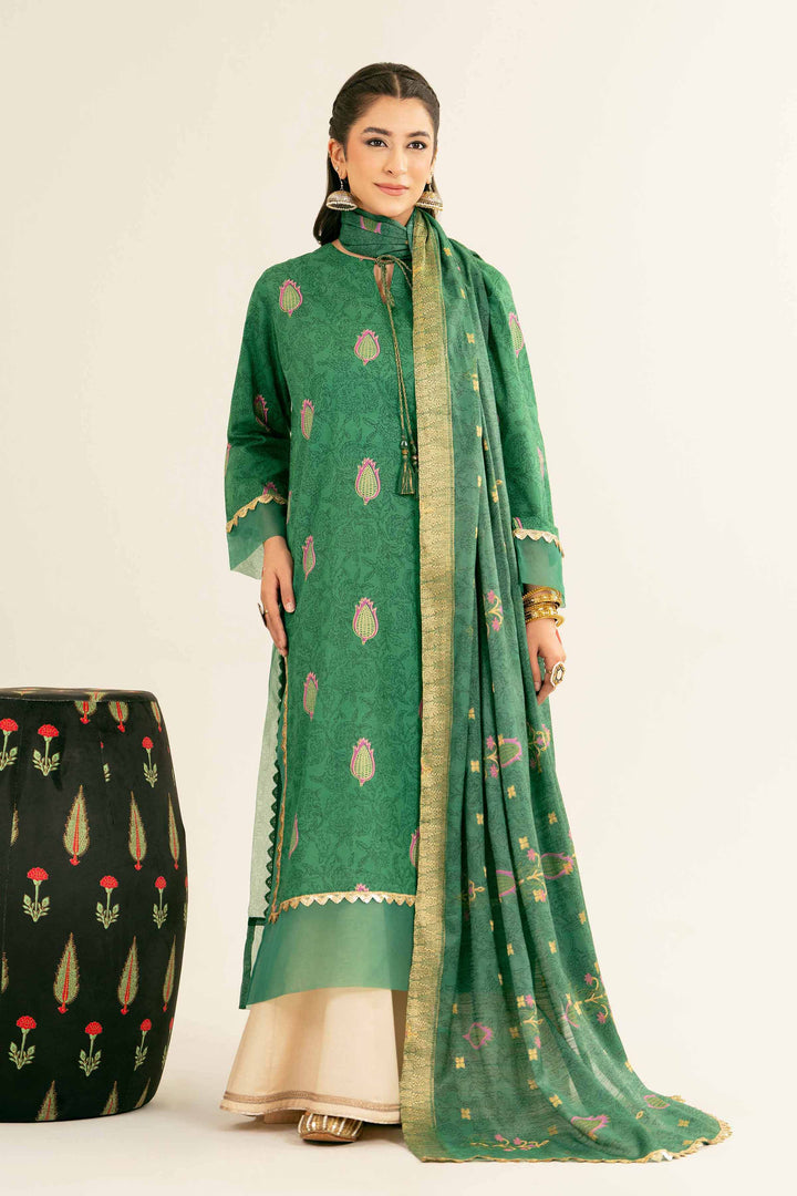 NishatUK - Teal Printed Lawn 2-piece ready to wear Dress