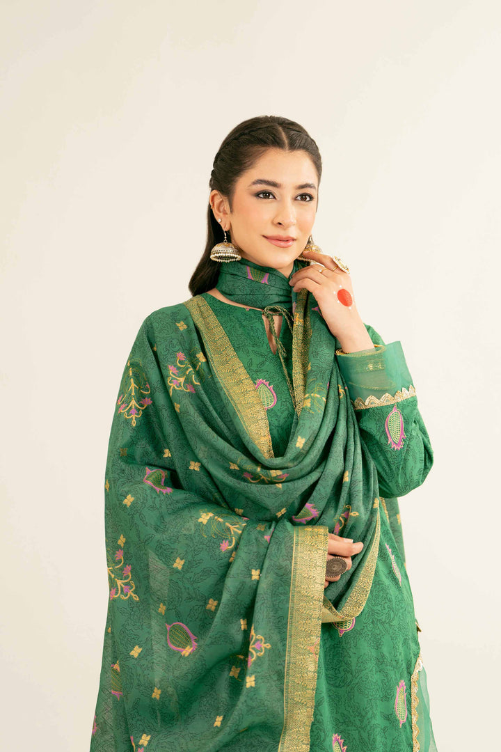 NishatUK - Teal Printed Lawn 2-piece ready to wear Dress