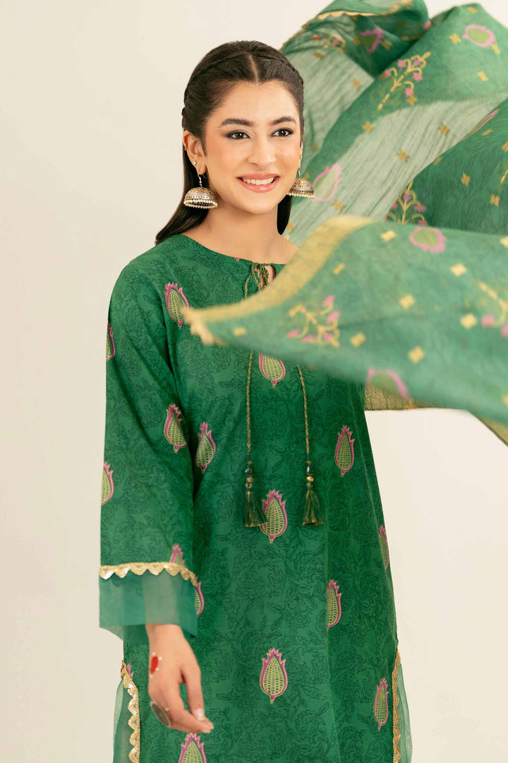 NishatUK - Teal Printed Lawn 2-piece ready to wear Dress