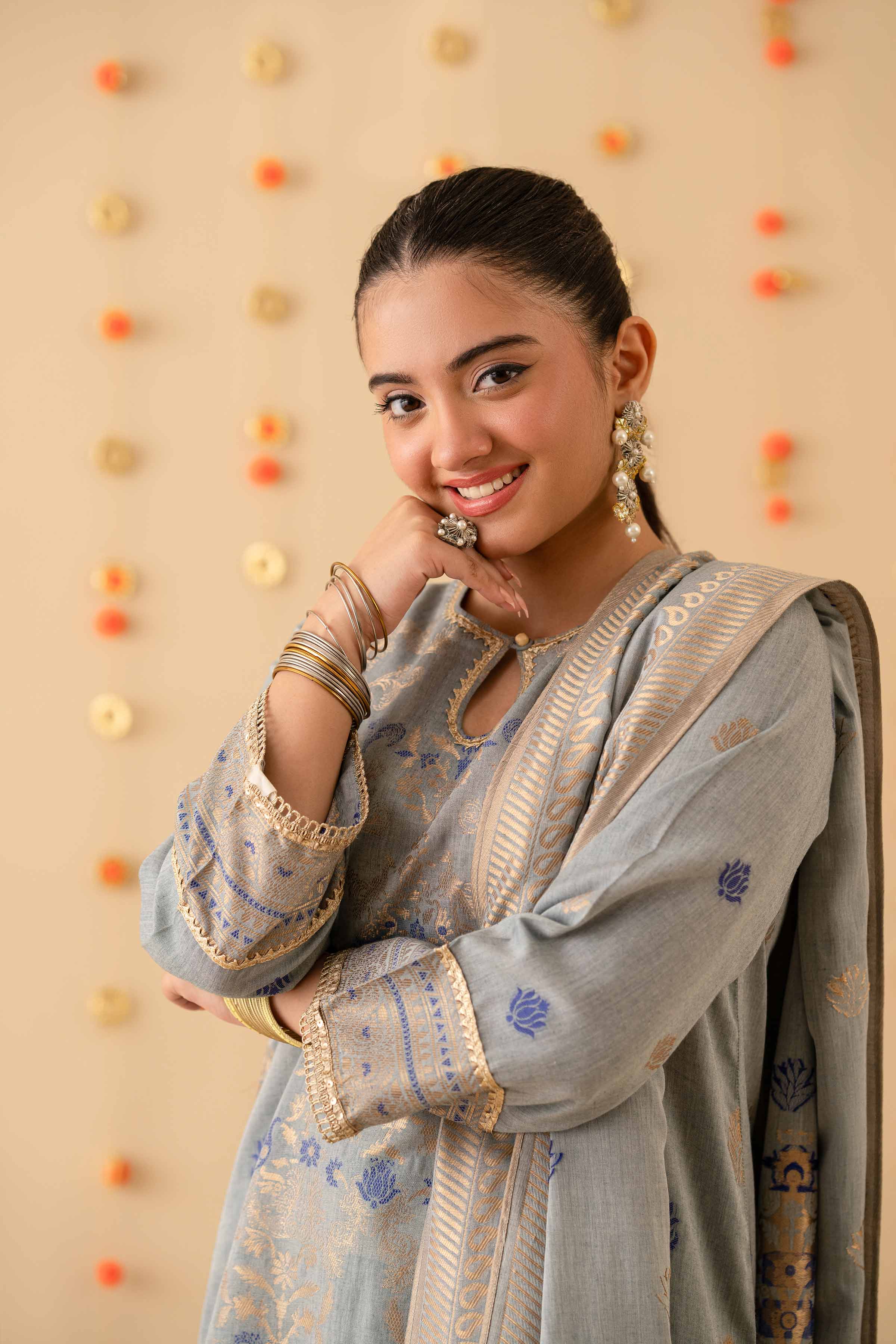 NishatUK - Grey Solids Jacquard 3-piece ready to wear Suit