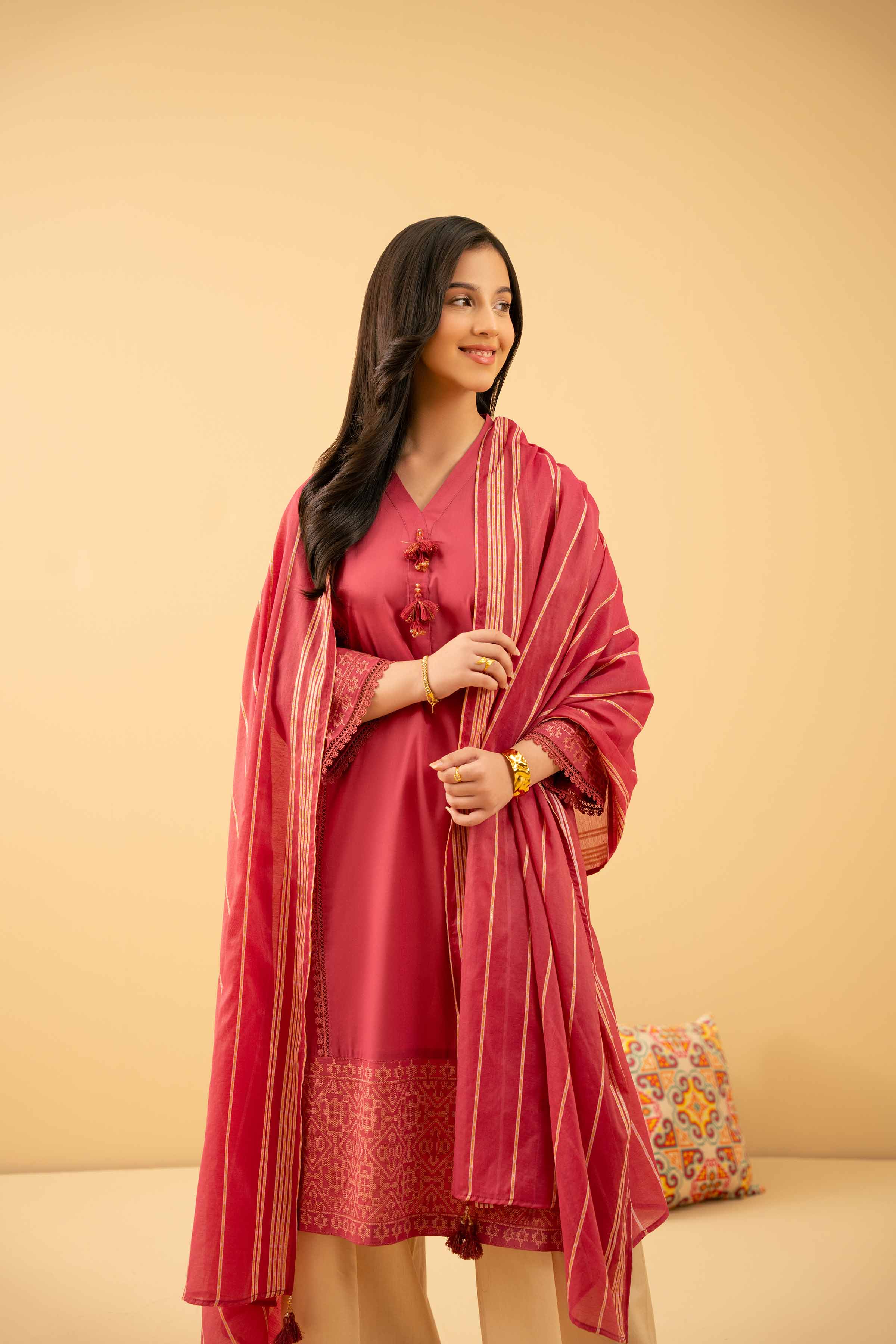 NishatUK - Pink Embroidered   Cambric 2-piece ready to wear Dress