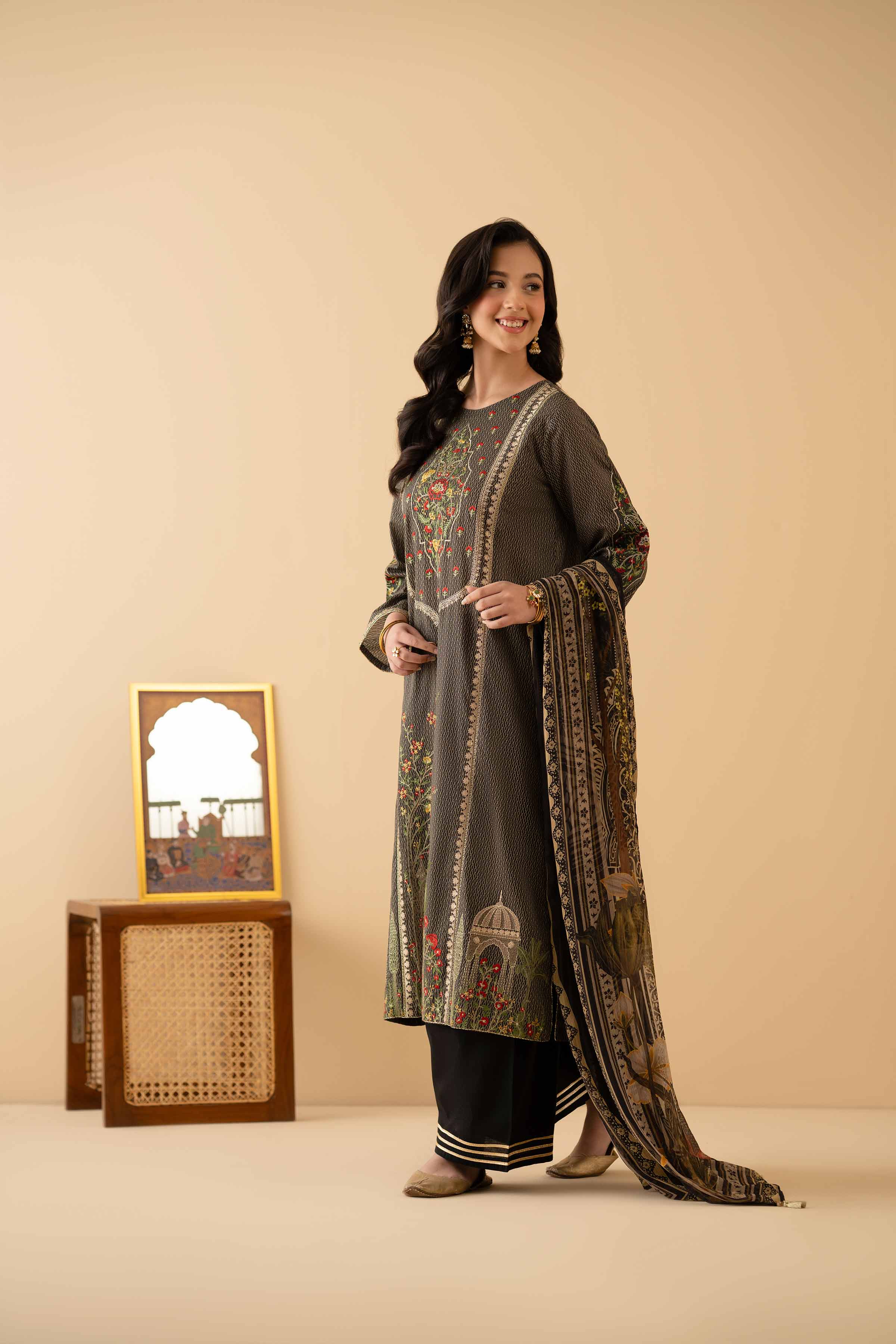 NishatUK - Grey Embroidered Lawn 2-piece ready to wear Dress