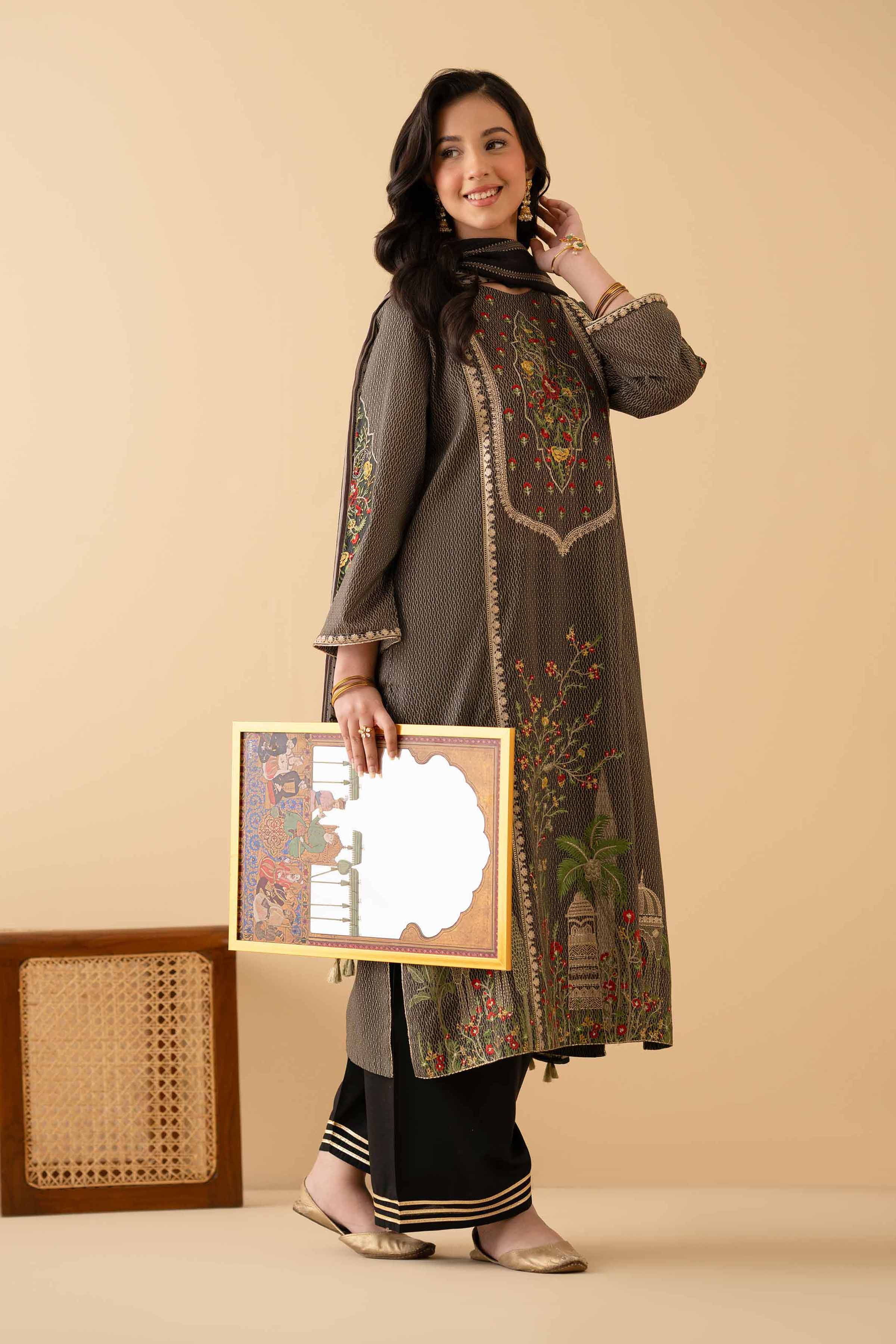 NishatUK - Grey Embroidered Lawn 2-piece ready to wear Dress