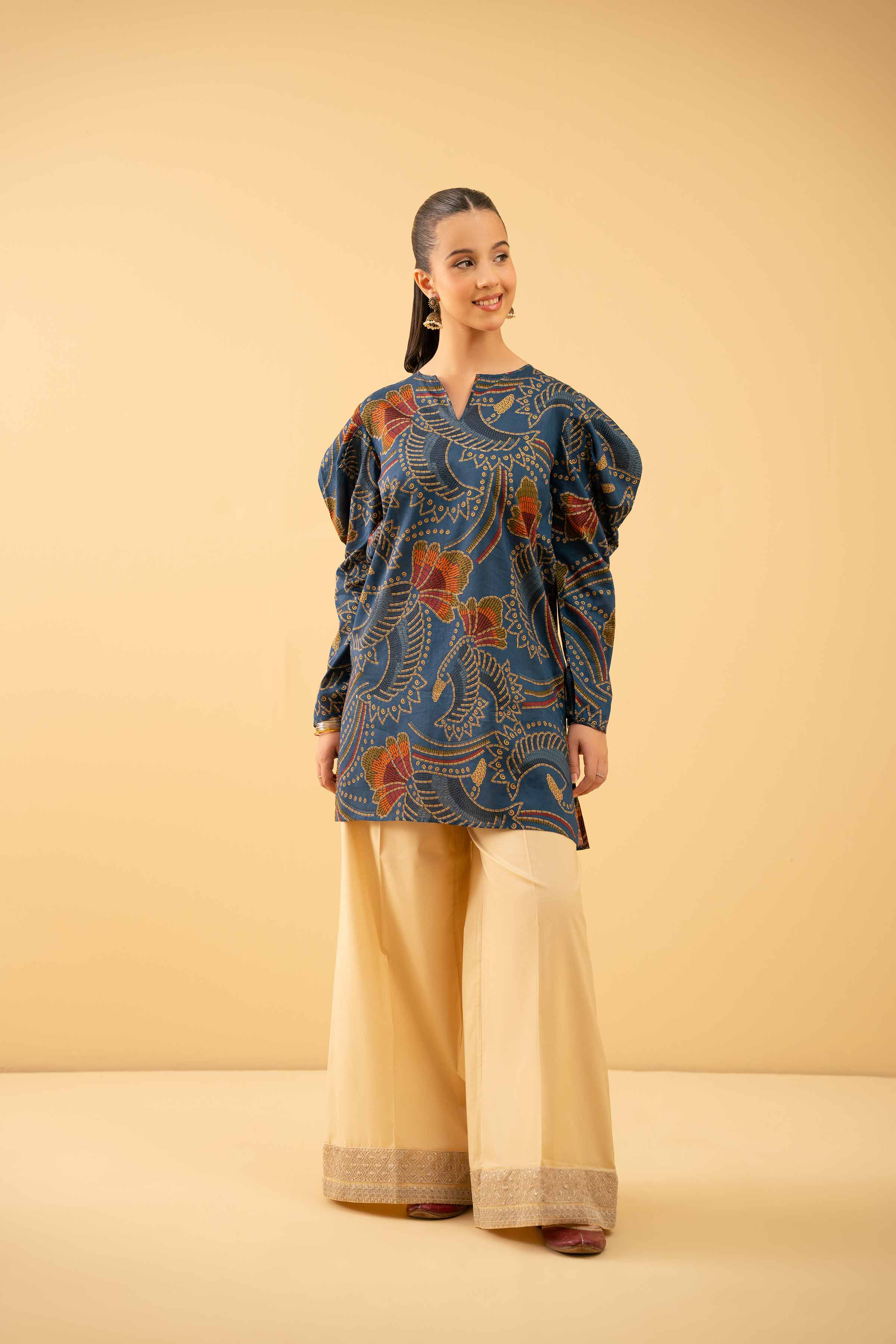 NishatUK - Blue Printed Lawn 1-piece ready to wear Tunic