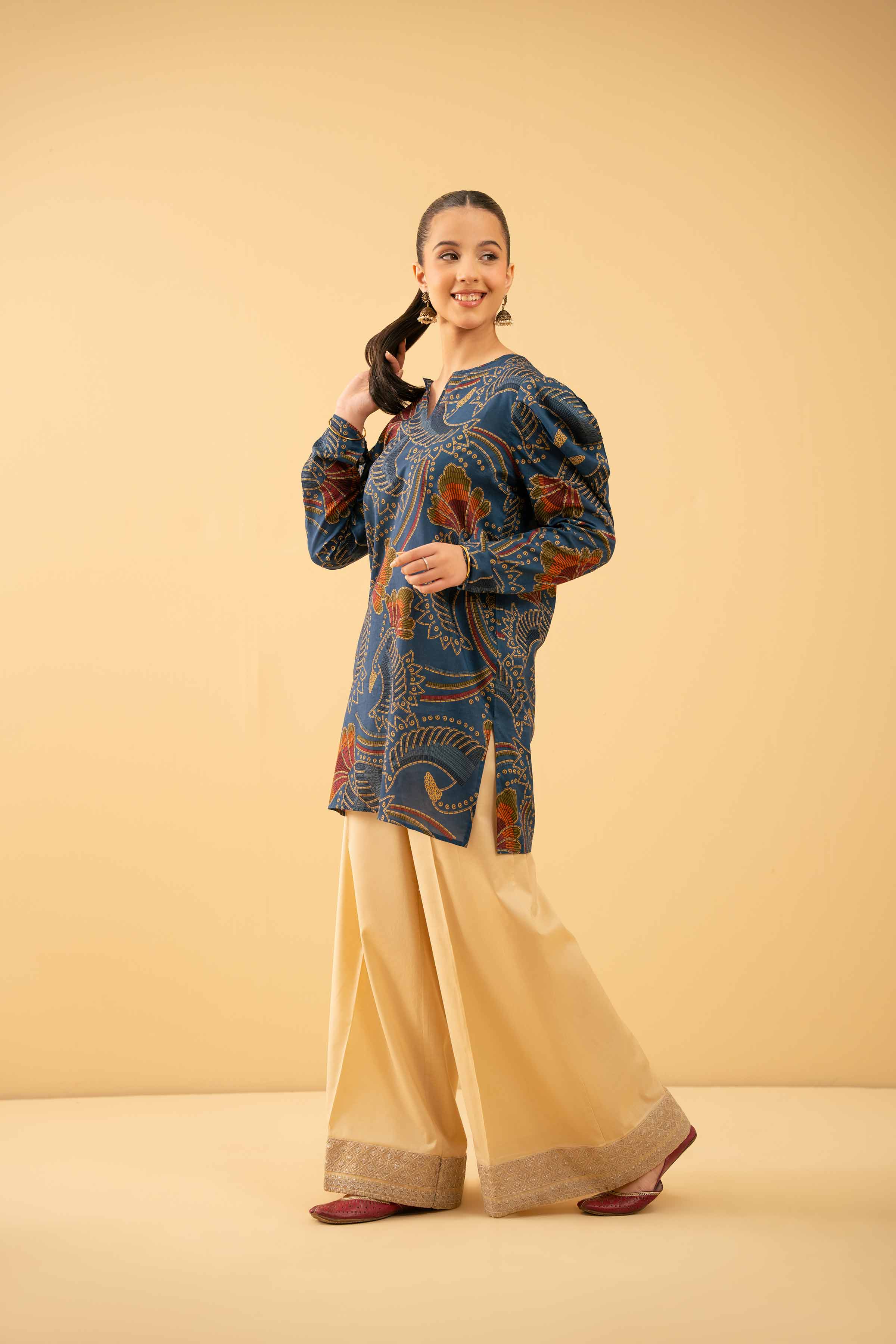 NishatUK - Blue Printed Lawn 1-piece ready to wear Tunic