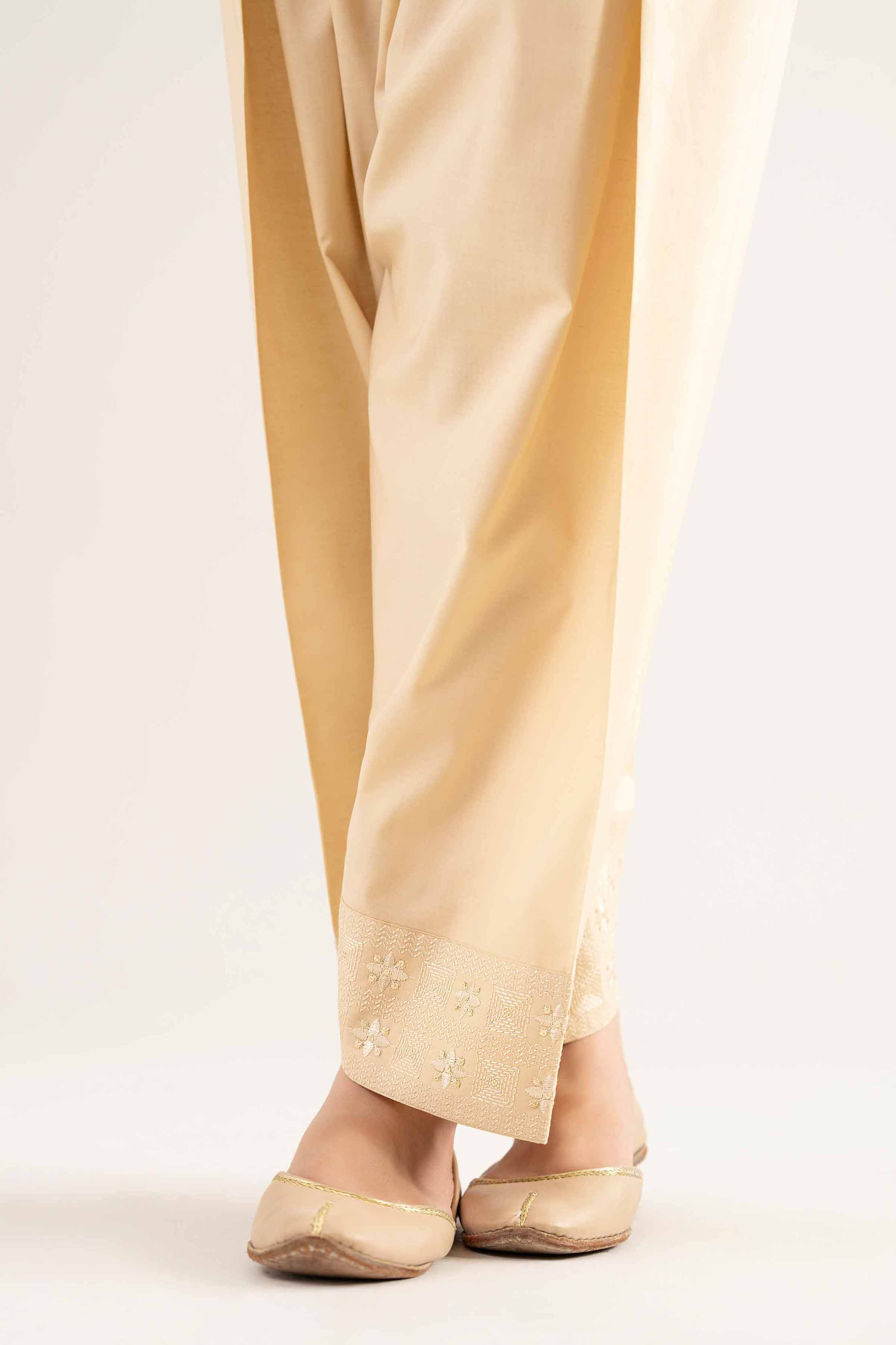 NishatUK - Beige Embroidered   Cambric 1-piece ready to wear Shalwar