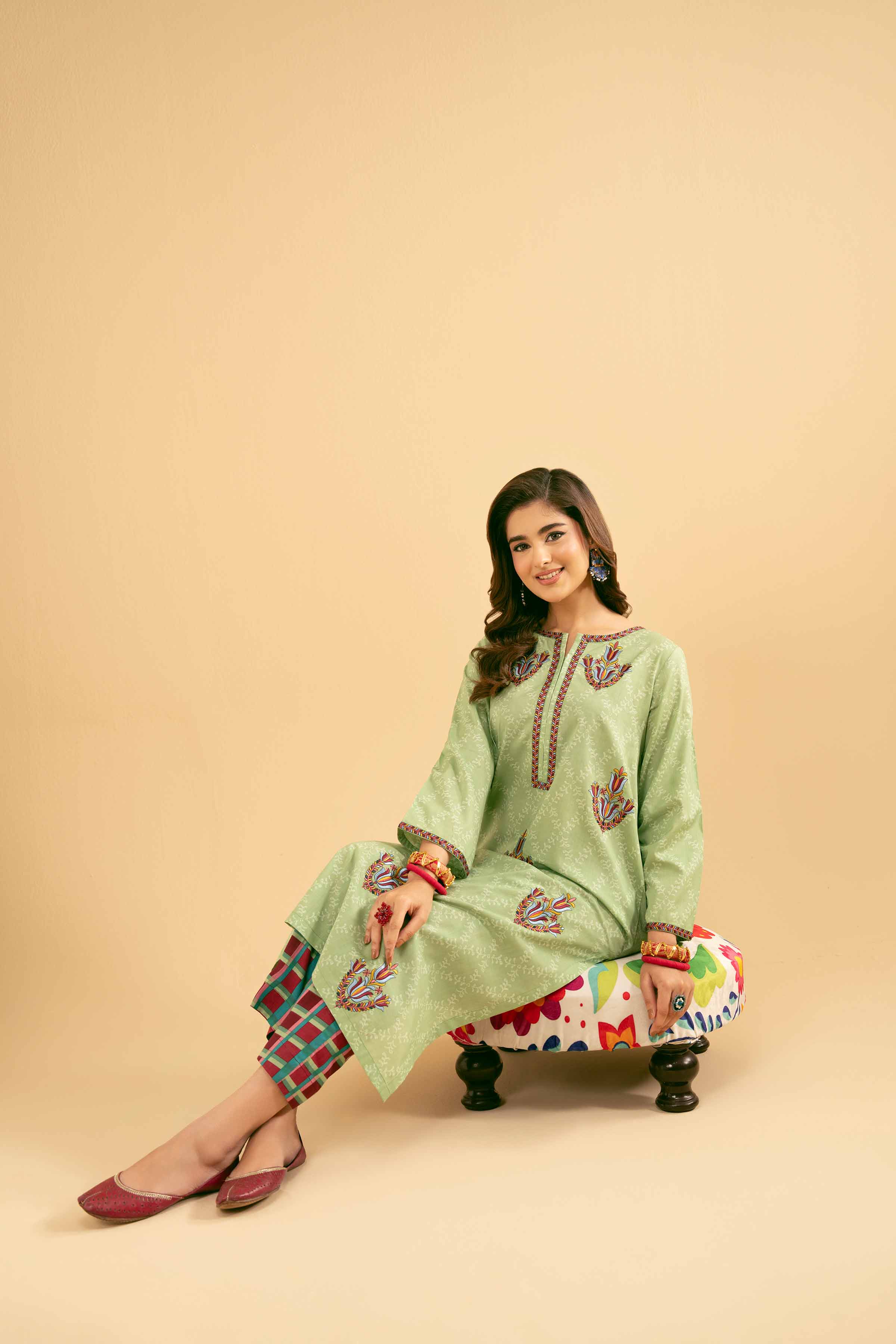NishatUK - Green Embroidered Jacquard 2-piece ready to wear Dress