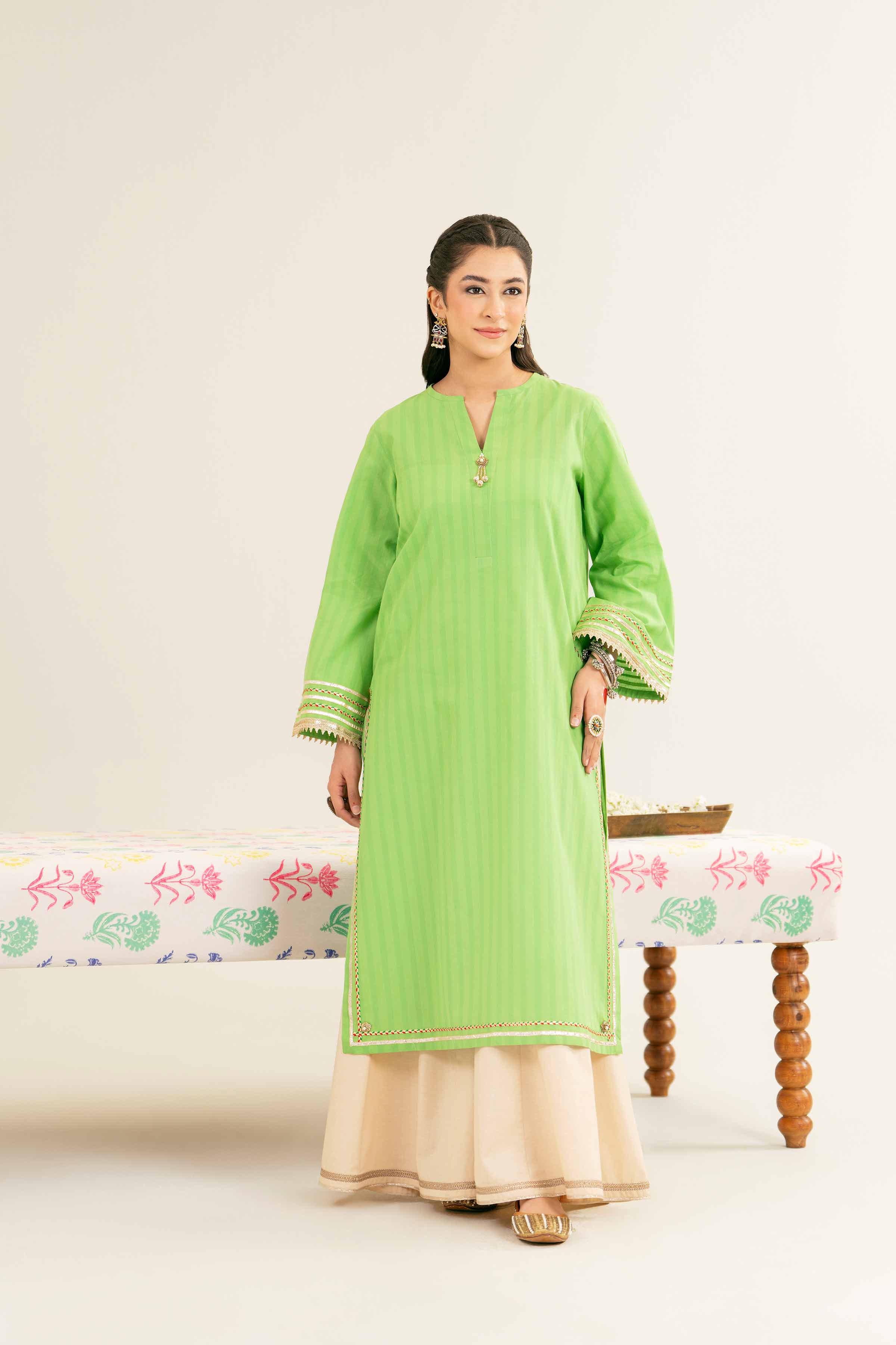 NishatUK - Green Solids Jacquard 1-piece ready to wear Shirt