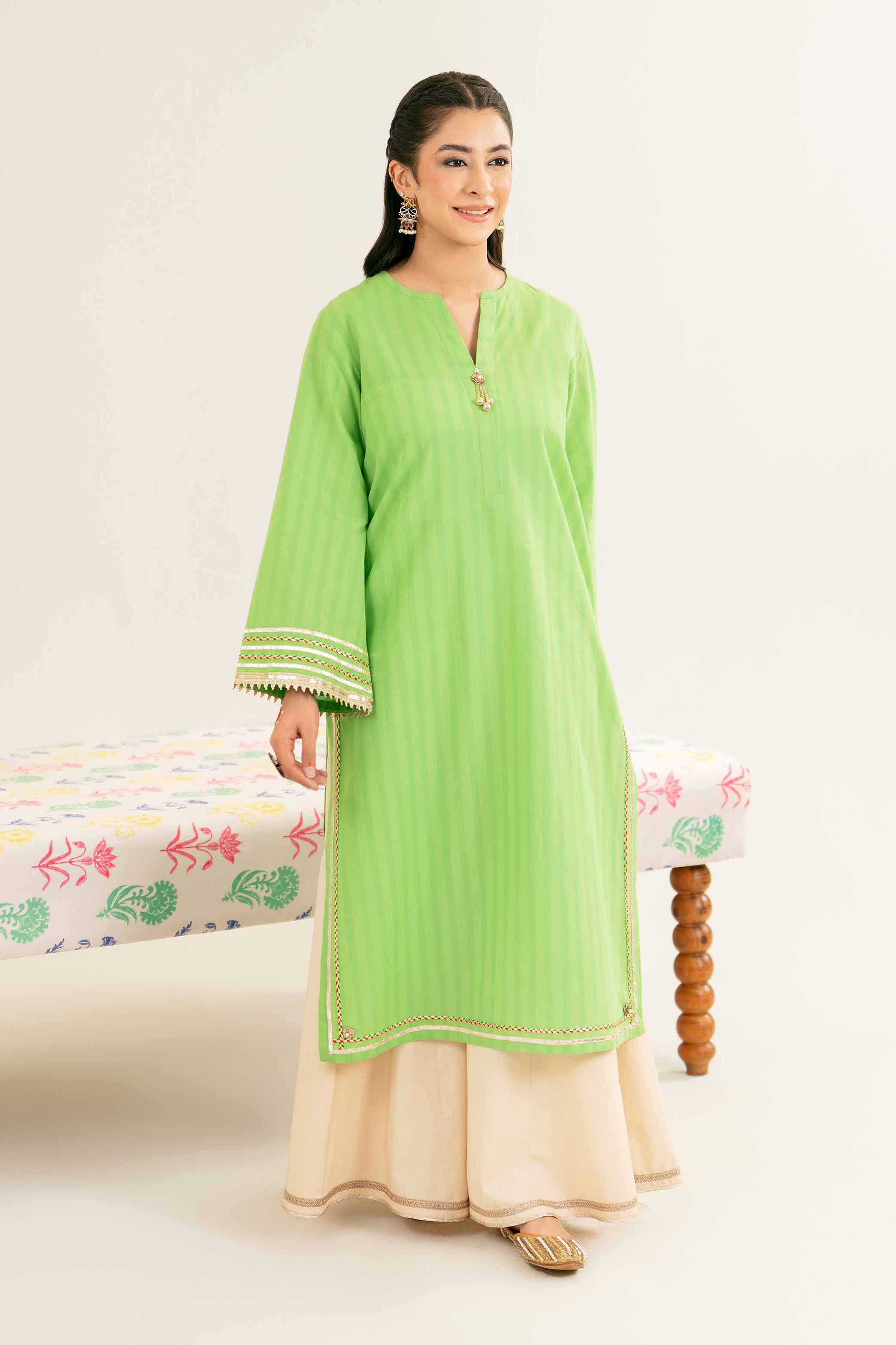 NishatUK - Green Solids Jacquard 1-piece ready to wear Shirt