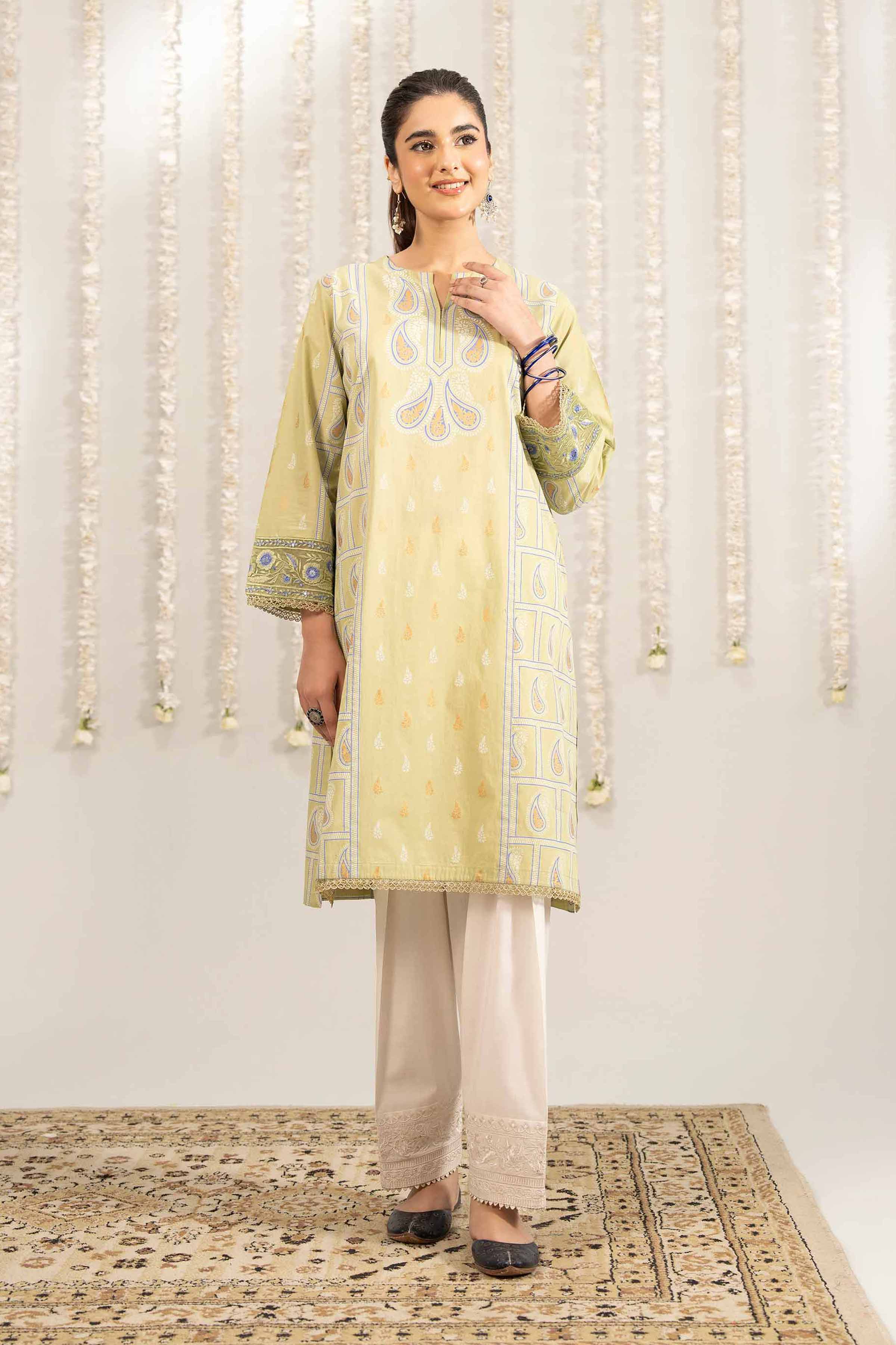 NishatUK - Green Embroidered Cambric 1-piece ready to wear Shirt