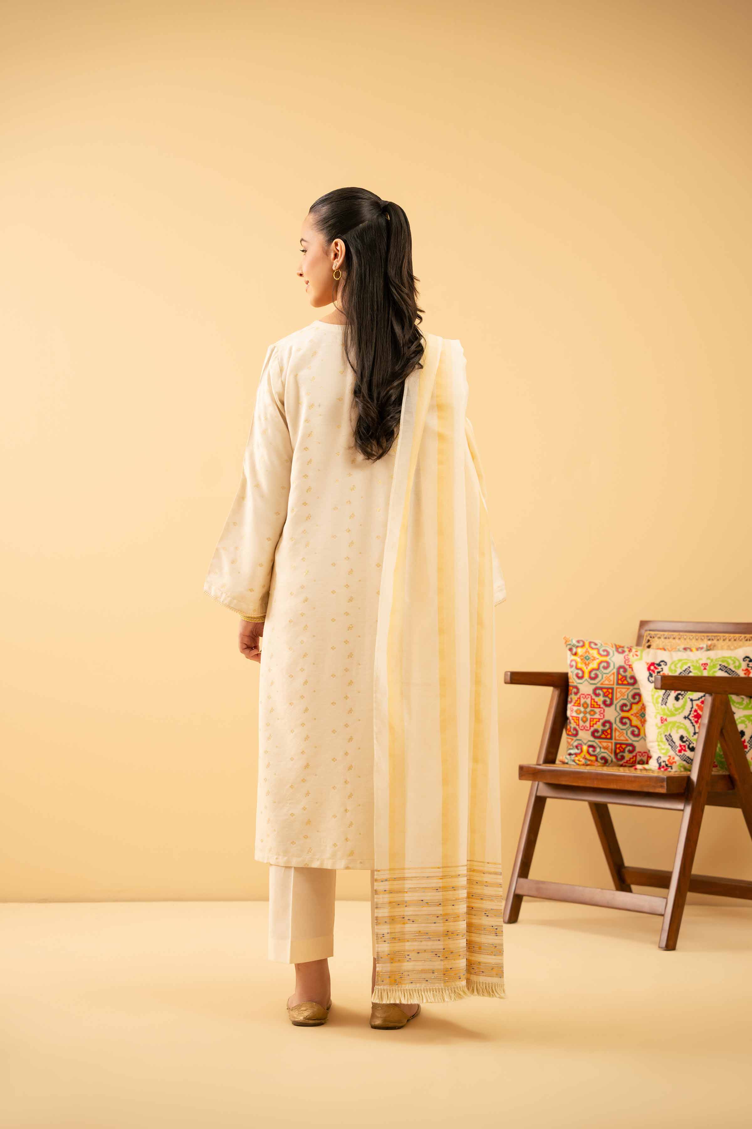 NishatUK - White Embroidered Jacquard 3-piece ready to wear Suit