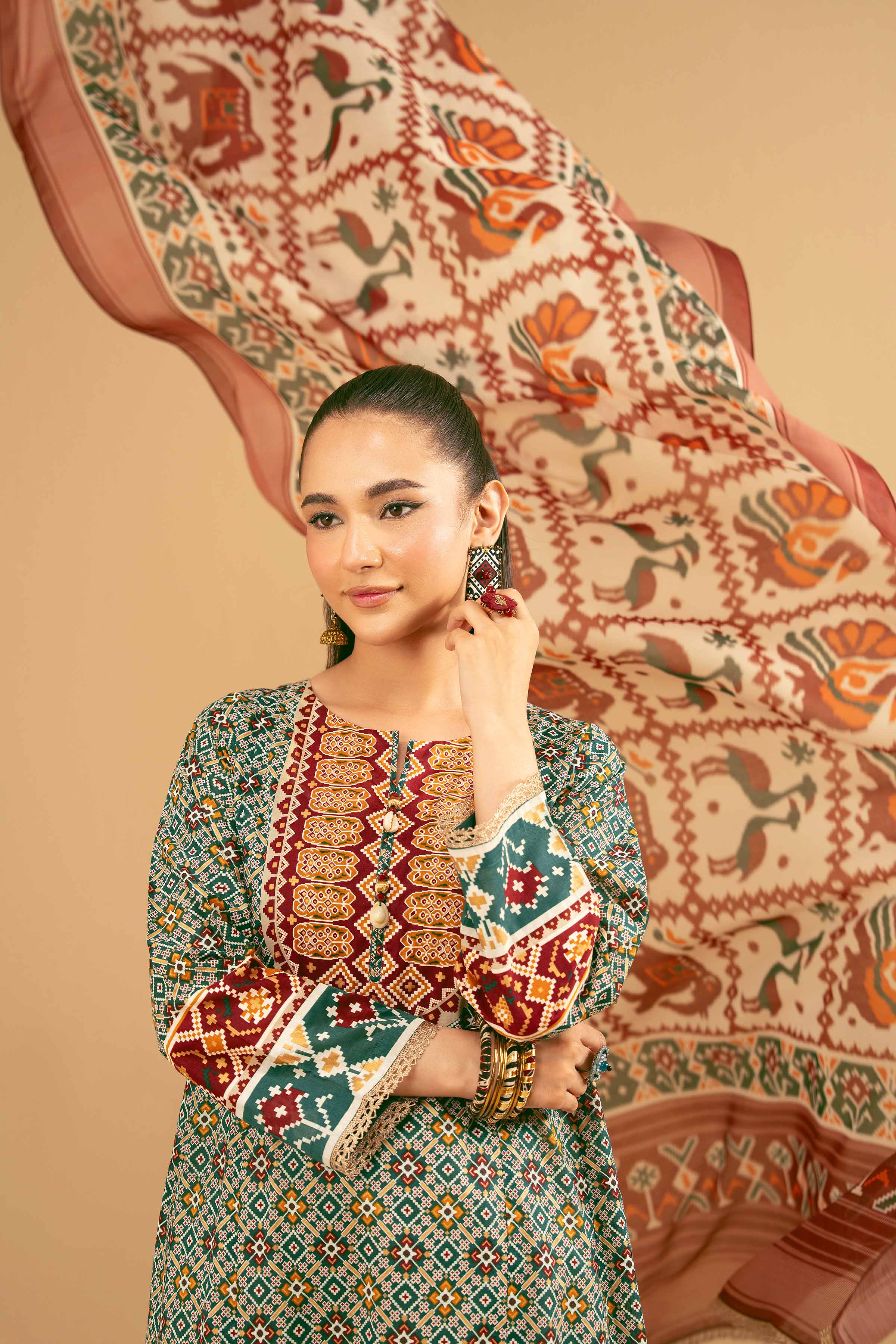 Nishat UK - Green Printed Lawn 2 Pieces ready to wear Dress