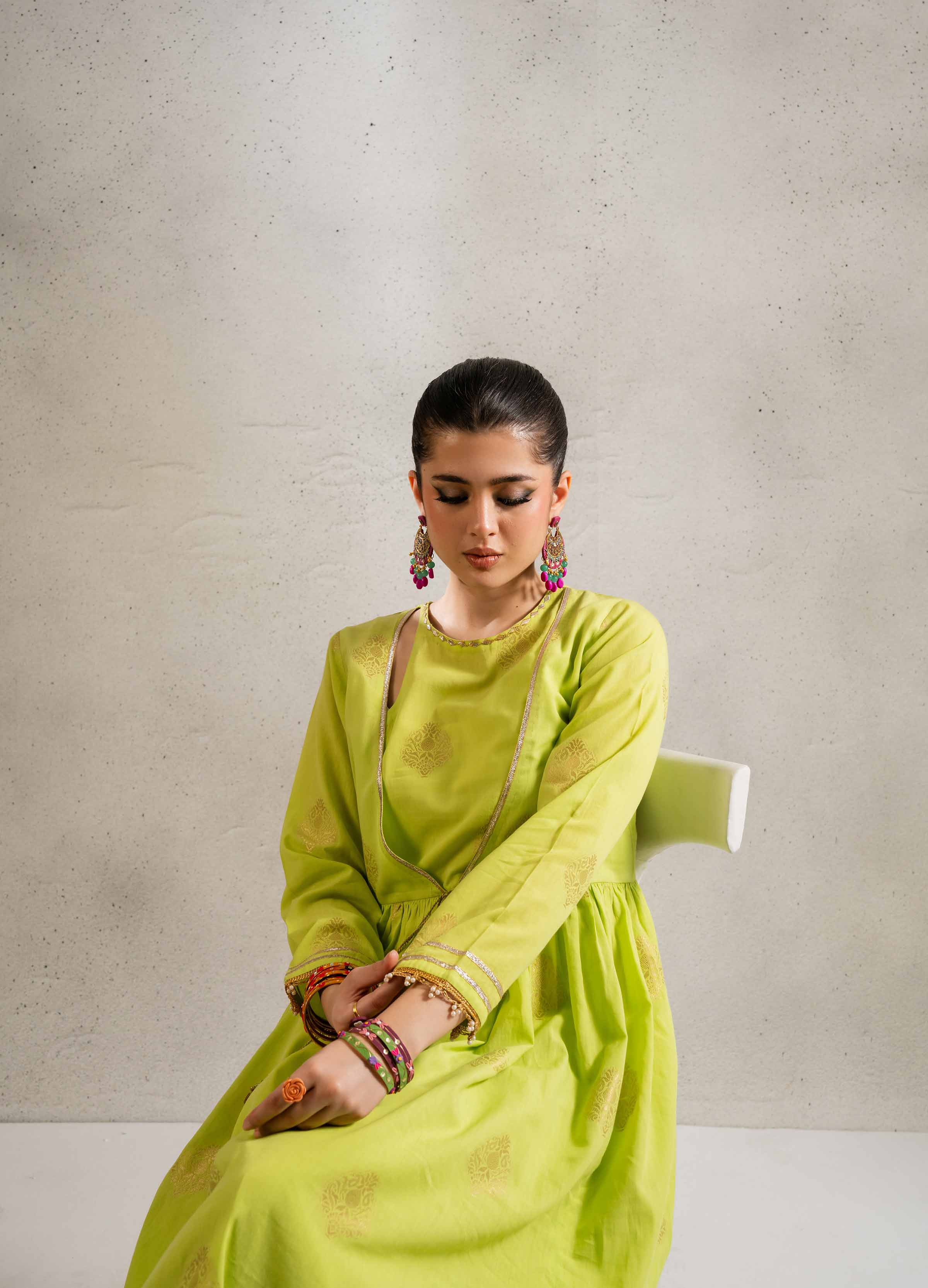 NishatUK - Parrot Green Solids Jacquard 2-piece ready to wear Dress