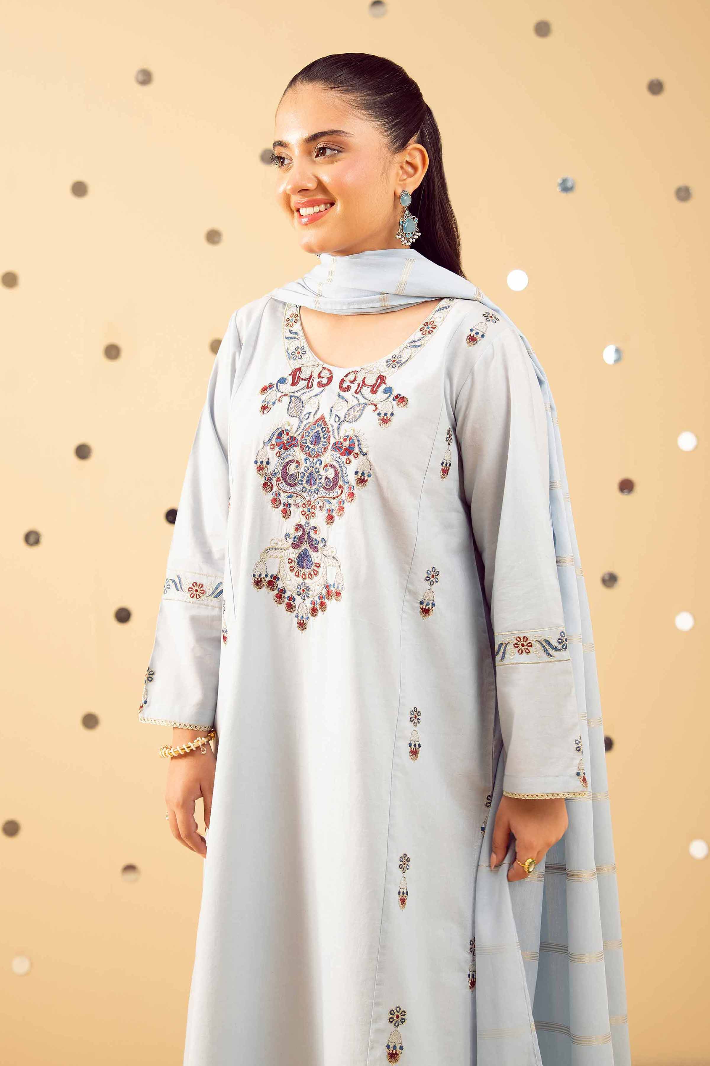 NishatUK - Blue Embroidered Cambric 2-piece ready to wear Dress