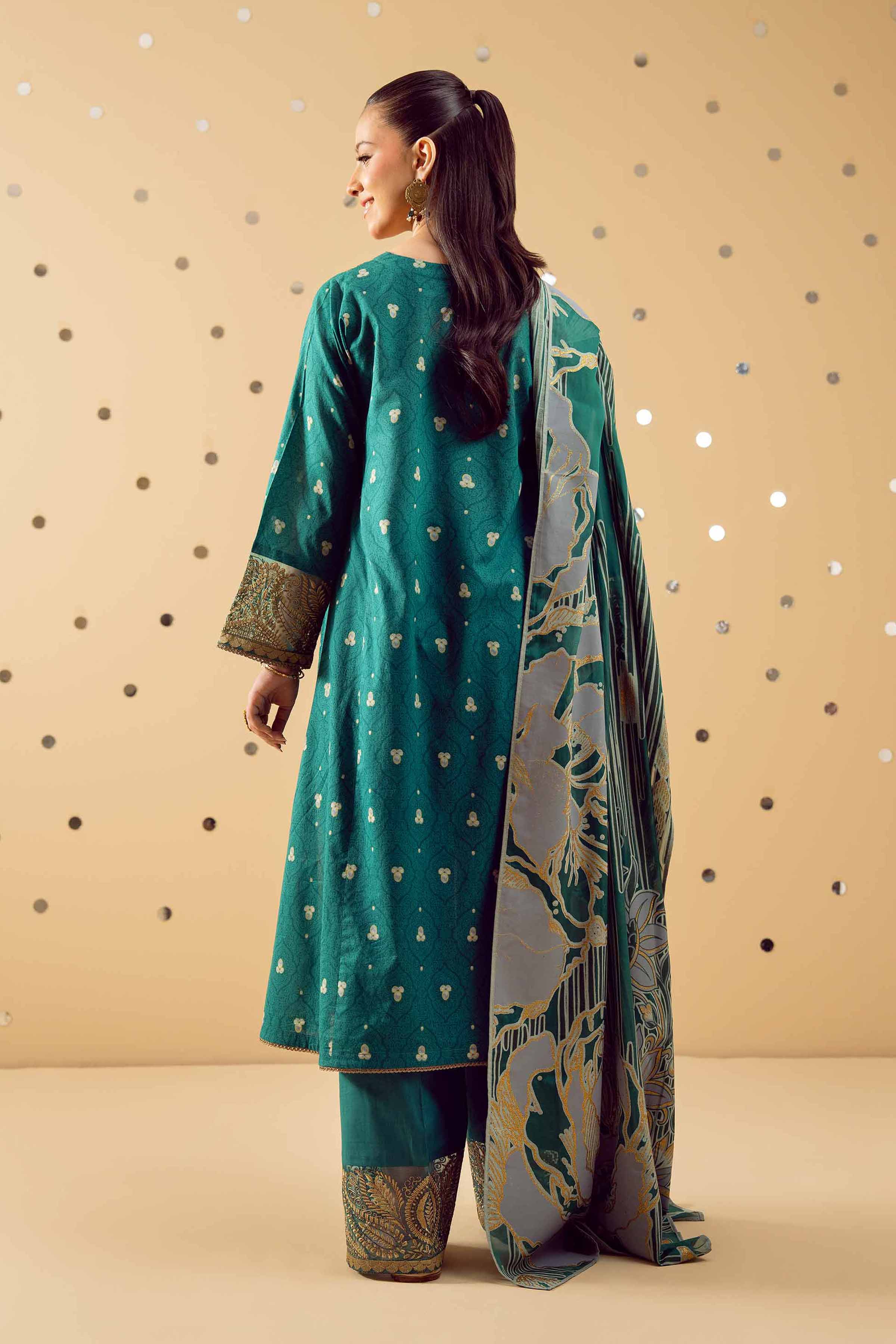 NishatUK - Green Embroidered  Lawn 3-piece ready to wear Suit