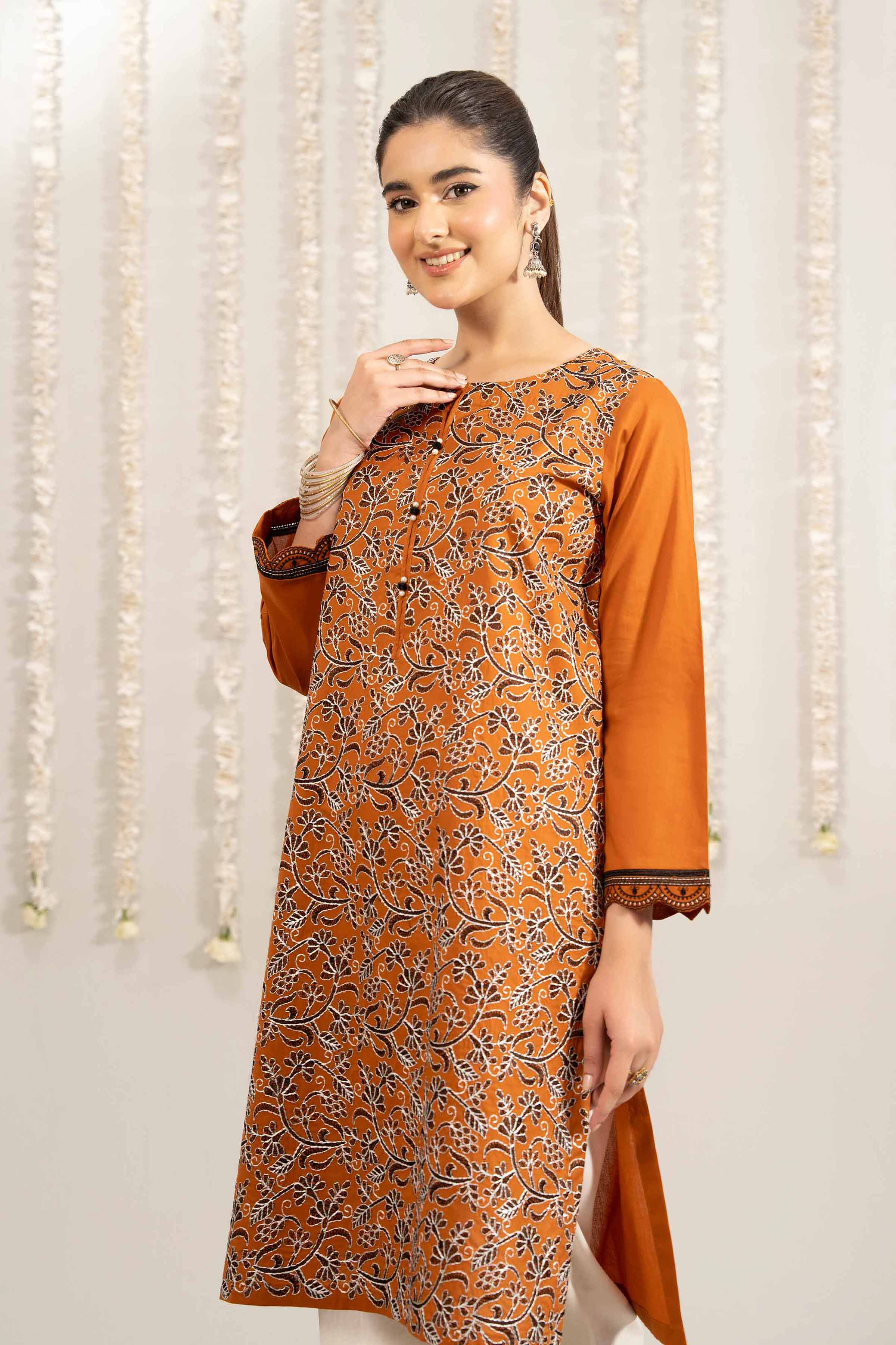 NishatUK - Mustard Embroidered   Cambric 1-piece ready to wear Shirt