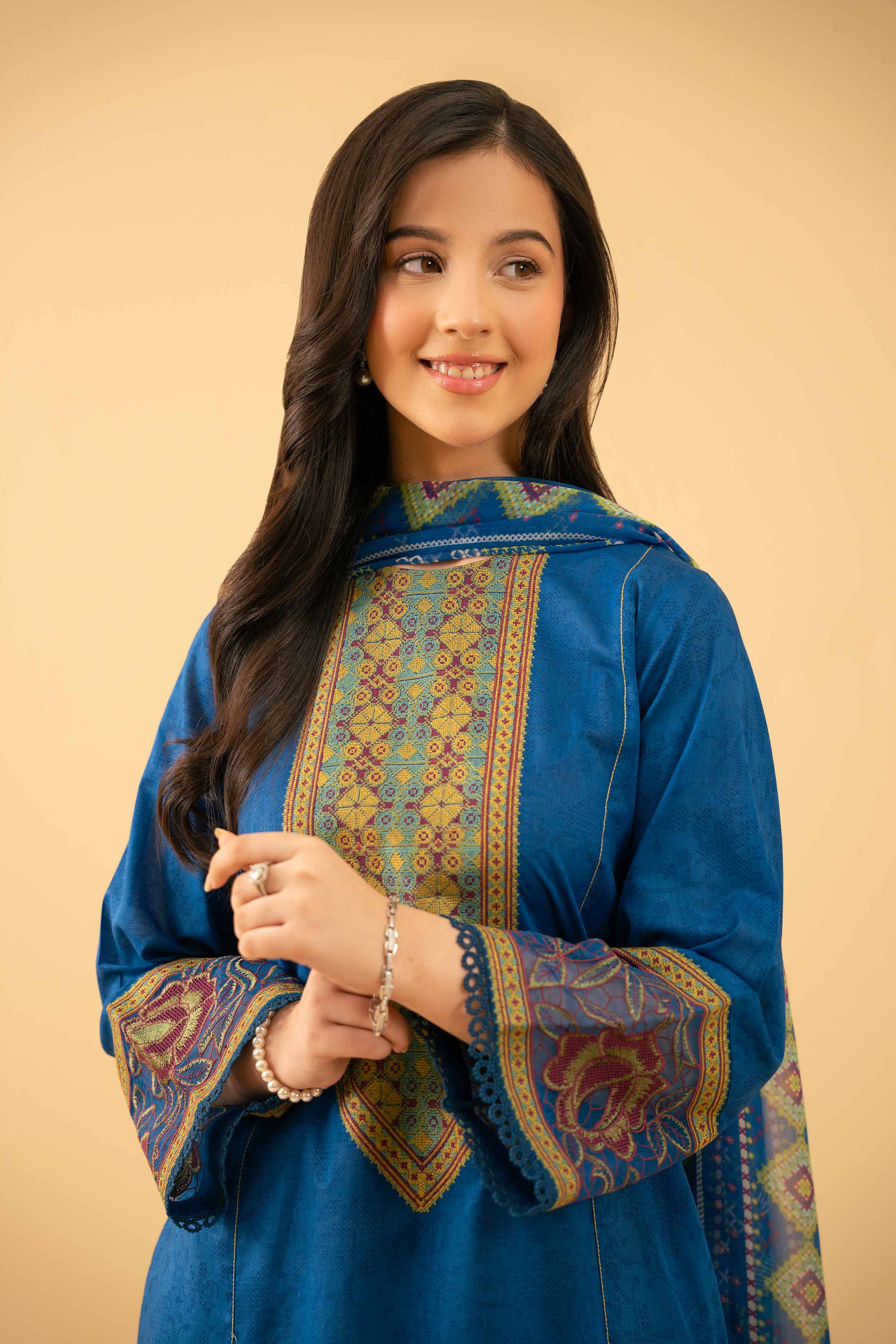 NishatUK - Blue Embroidered Lawn 2-piece ready to wear Dress