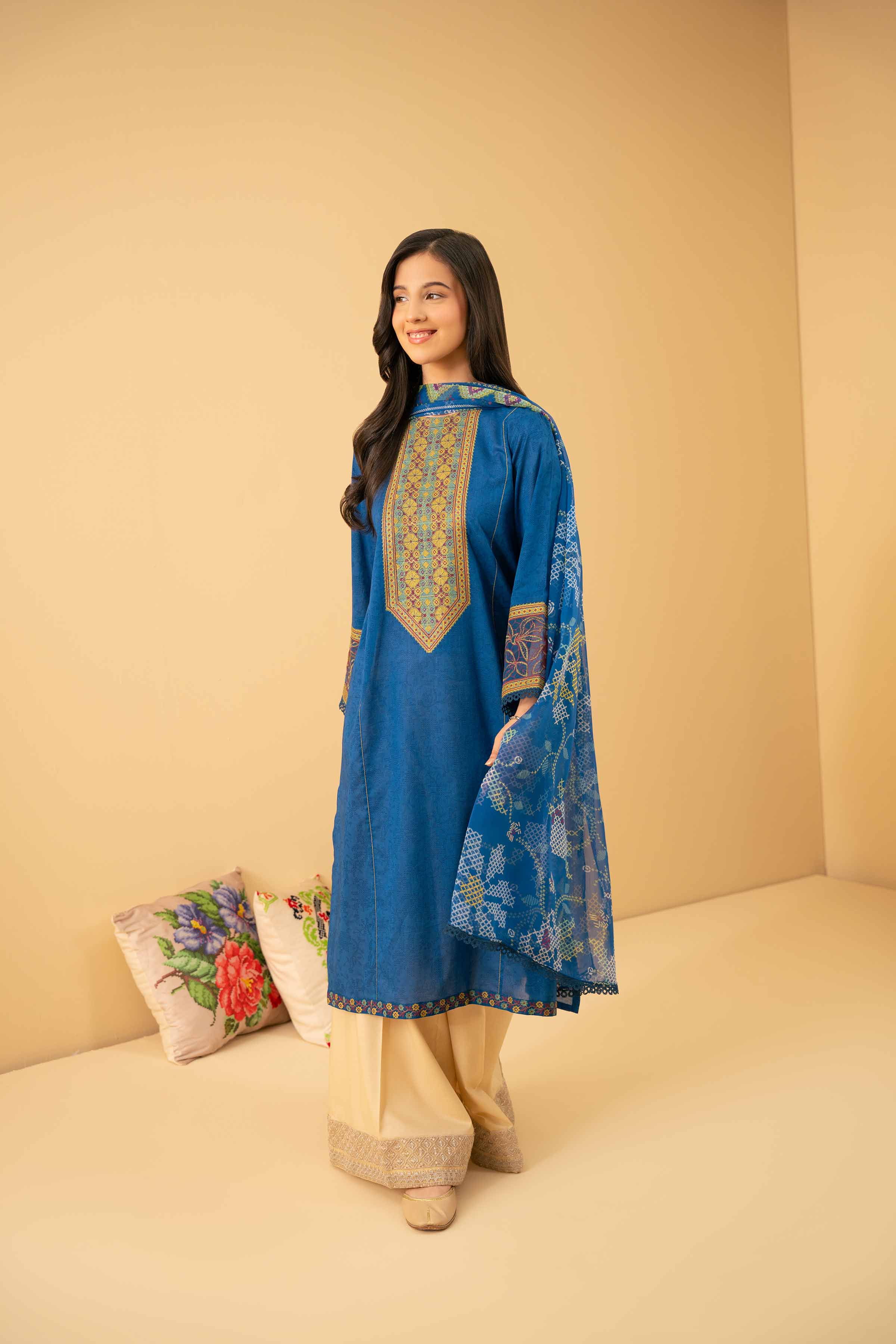NishatUK - Blue Embroidered Lawn 2-piece ready to wear Dress
