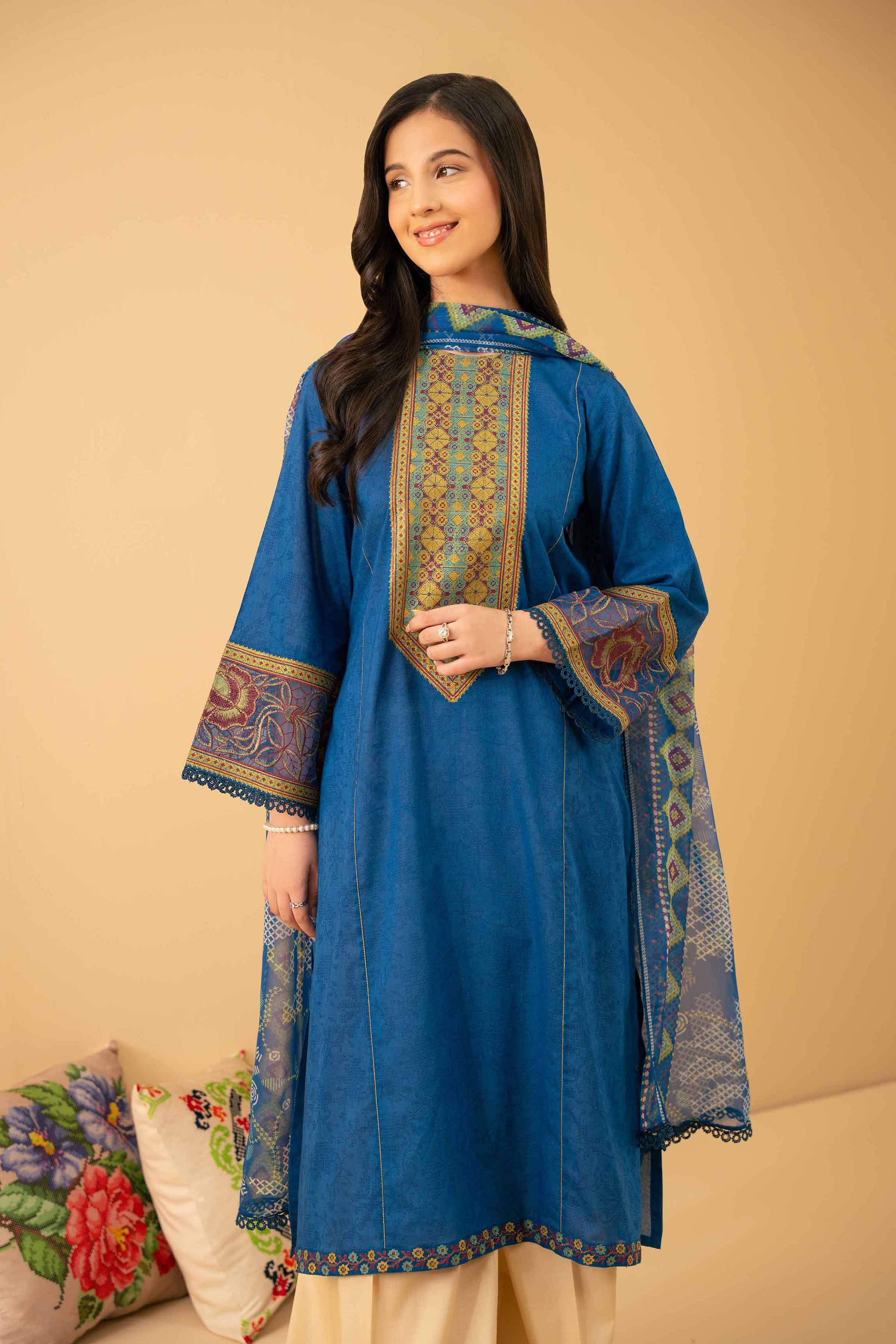 NishatUK - Blue Embroidered Lawn 2-piece ready to wear Dress