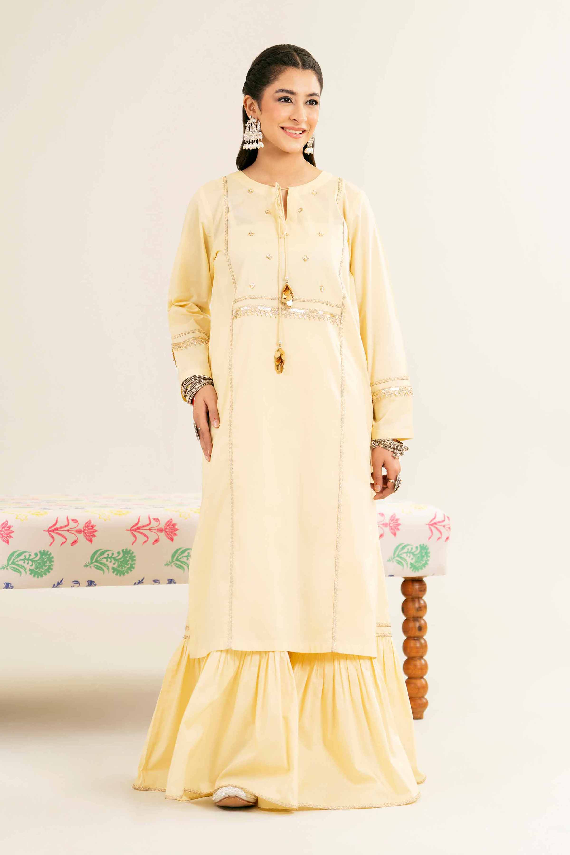 NishatUK - Yellow Solids  Cambric 2-piece ready to wear Dress