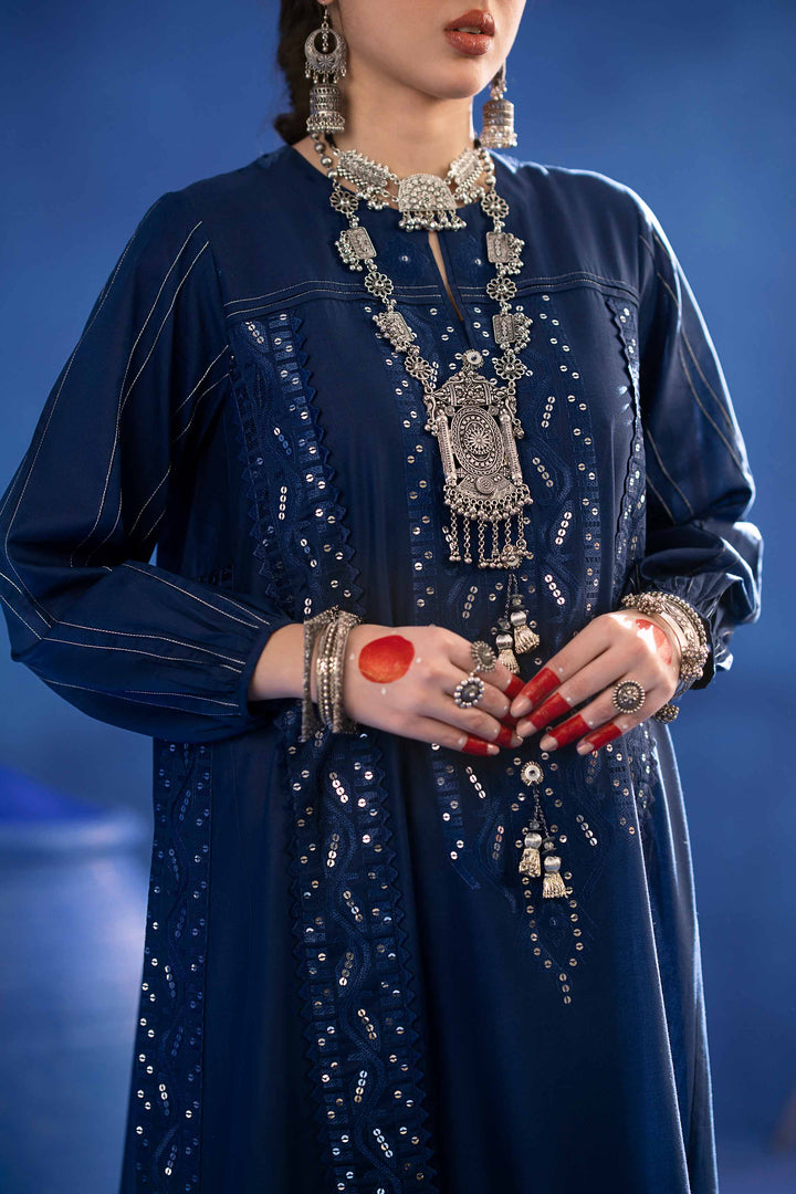 NishatUK - Blue Embroidered   Cambric 2-piece ready to wear Dress