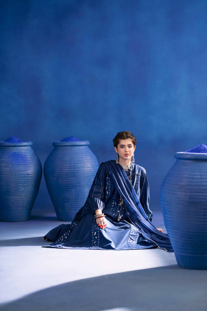 NishatUK - Blue Embroidered   Cambric 2-piece ready to wear Dress
