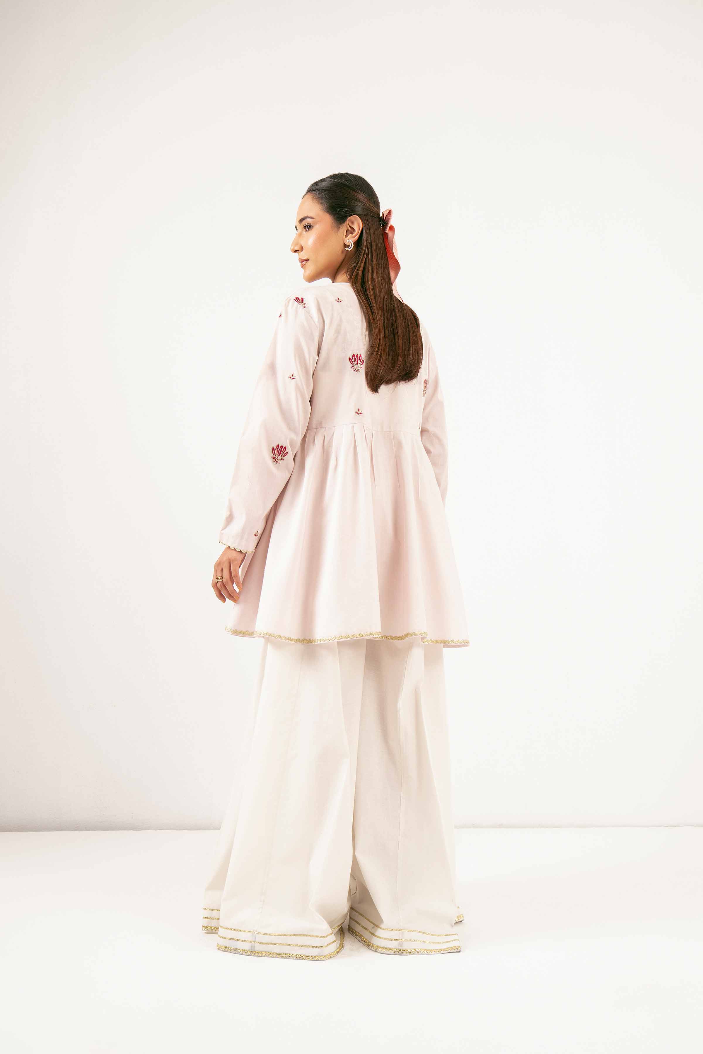 NishatUK - Powder Pink Embroidered   Cambric 1-piece ready to wear Tunic