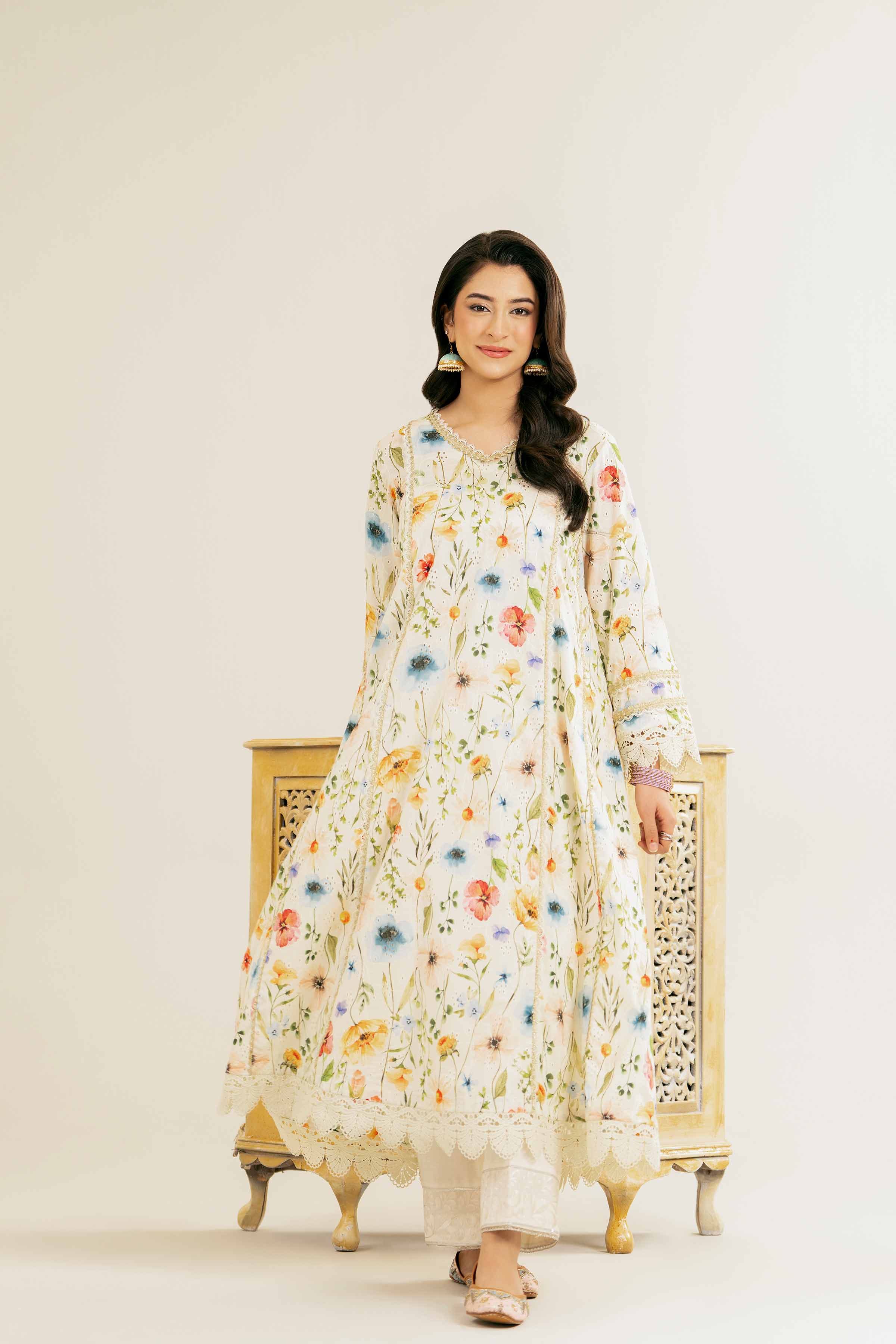NishatUK - Off White Printed  Chicken Kari 1-piece ready to wear Shirt