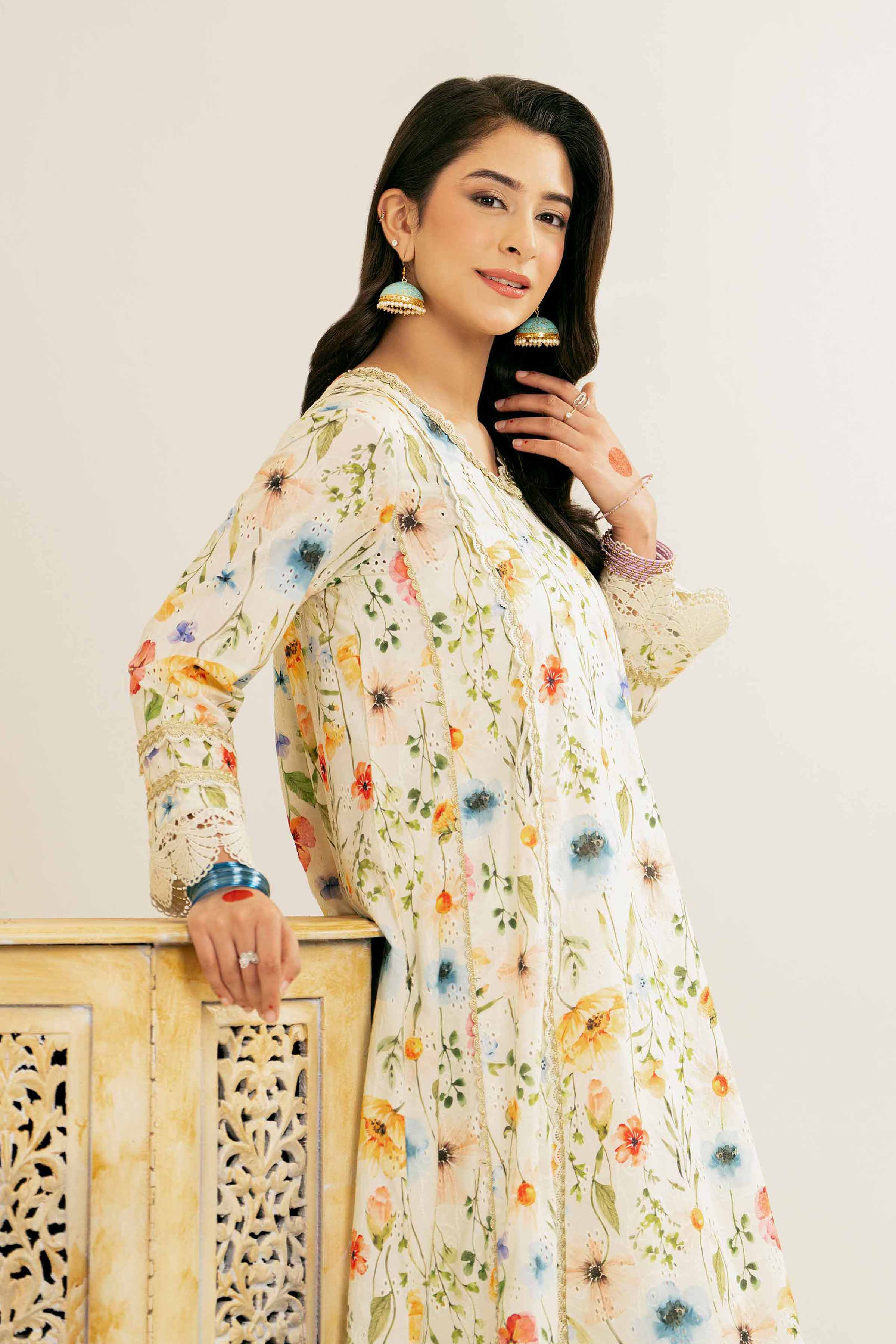 NishatUK - Off White Printed  Chicken Kari 1-piece ready to wear Shirt