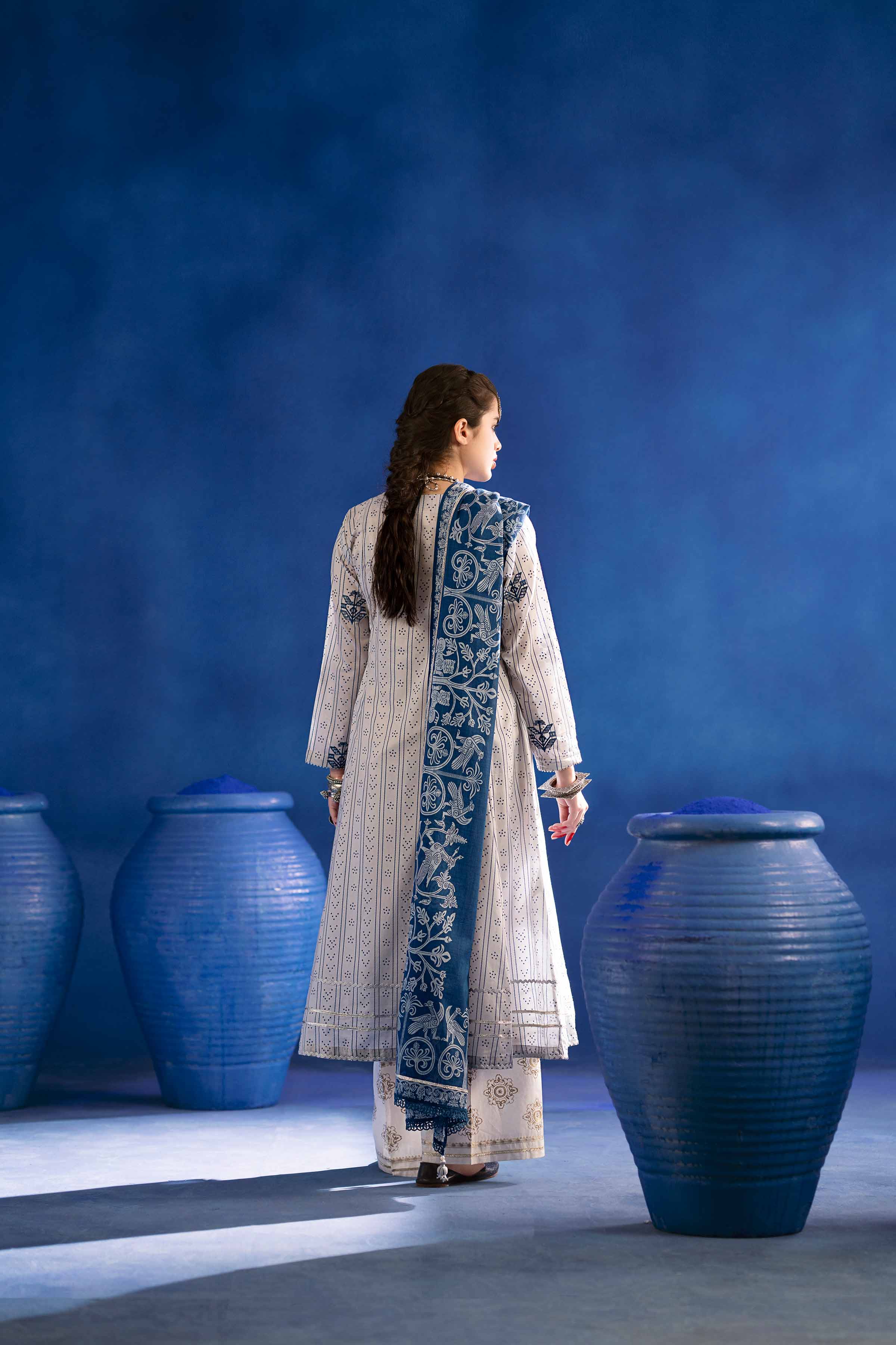 NishatUK - Blue Embroidered  Lawn 2-piece ready to wear Dress