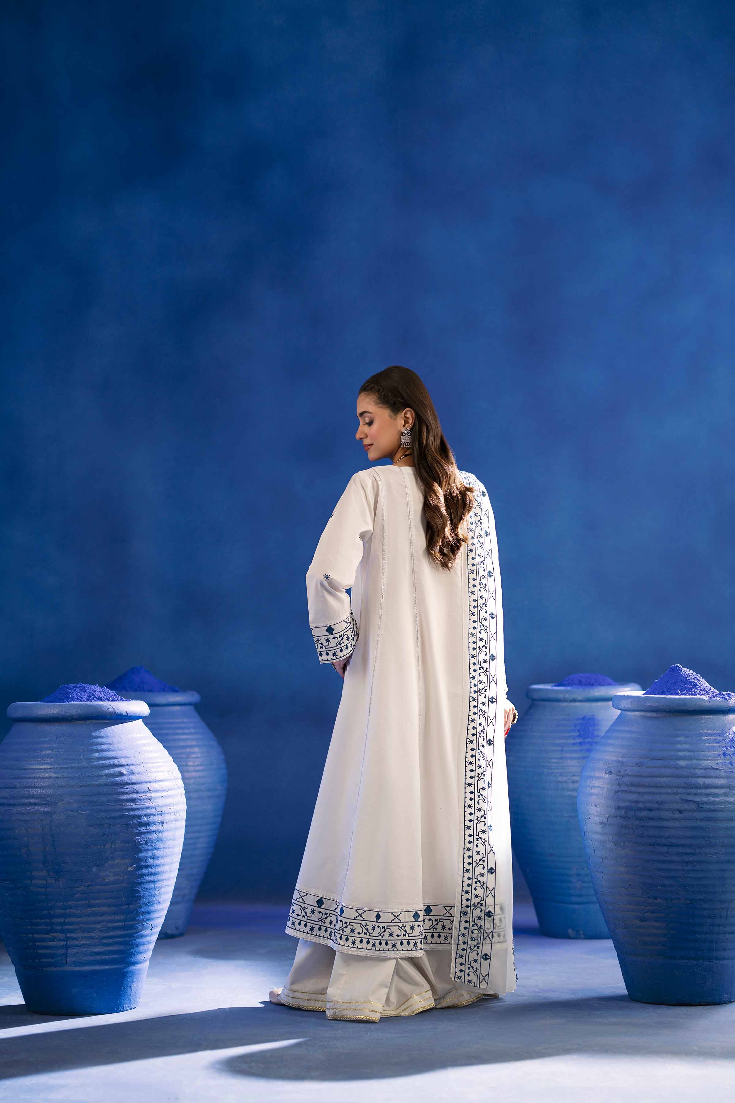 NishatUK - White Embroidered  Lawn 2-piece ready to wear Dress