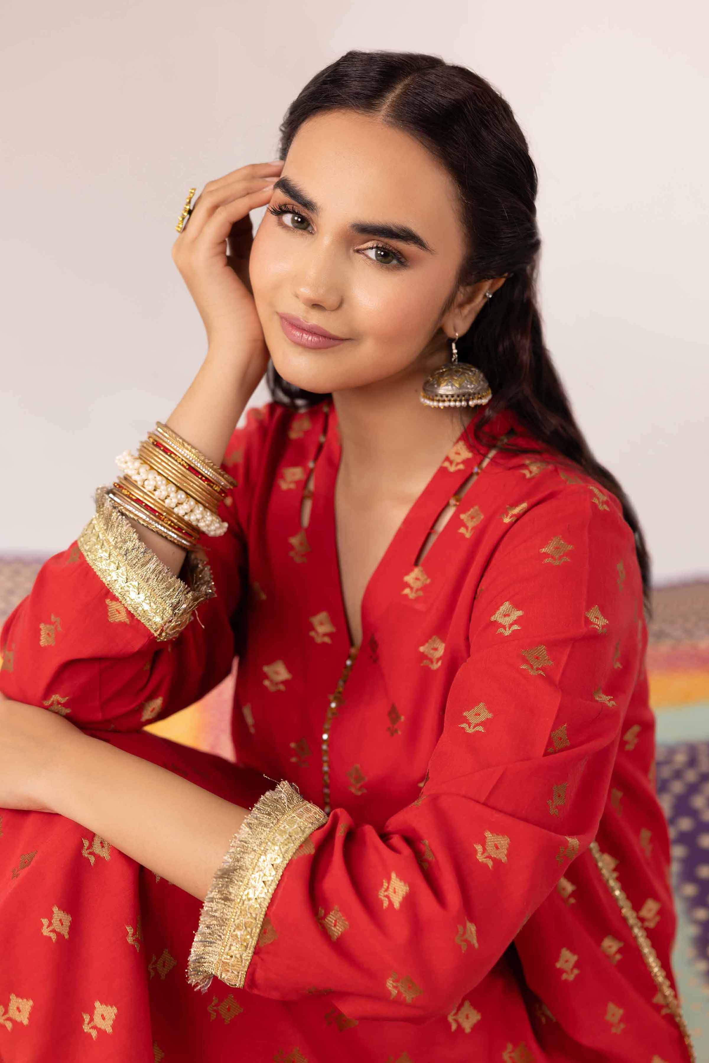 NishatUK - Red Solids Jacquard 1-piece ready to wear Shirt