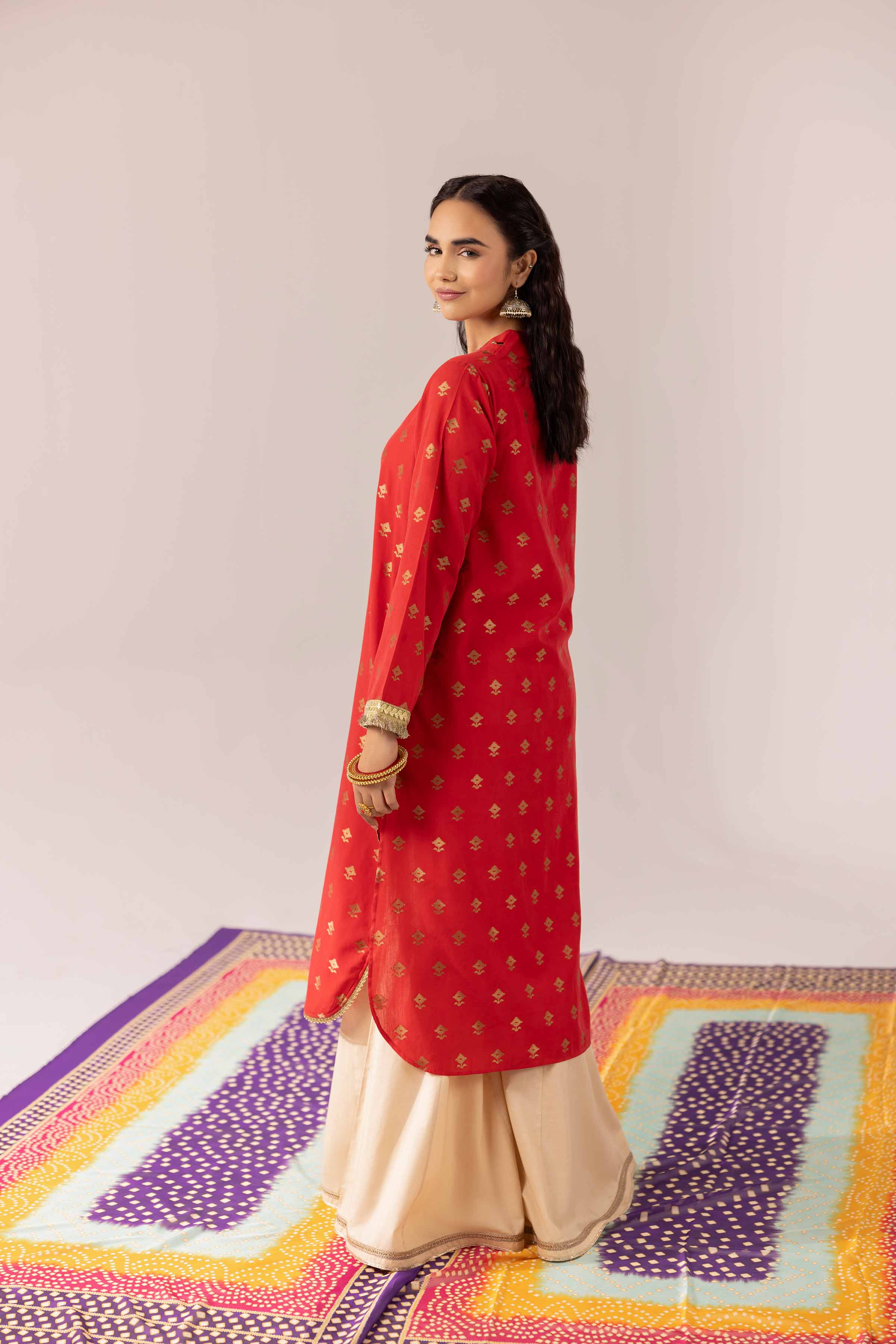 NishatUK - Red Solids Jacquard 1-piece ready to wear Shirt