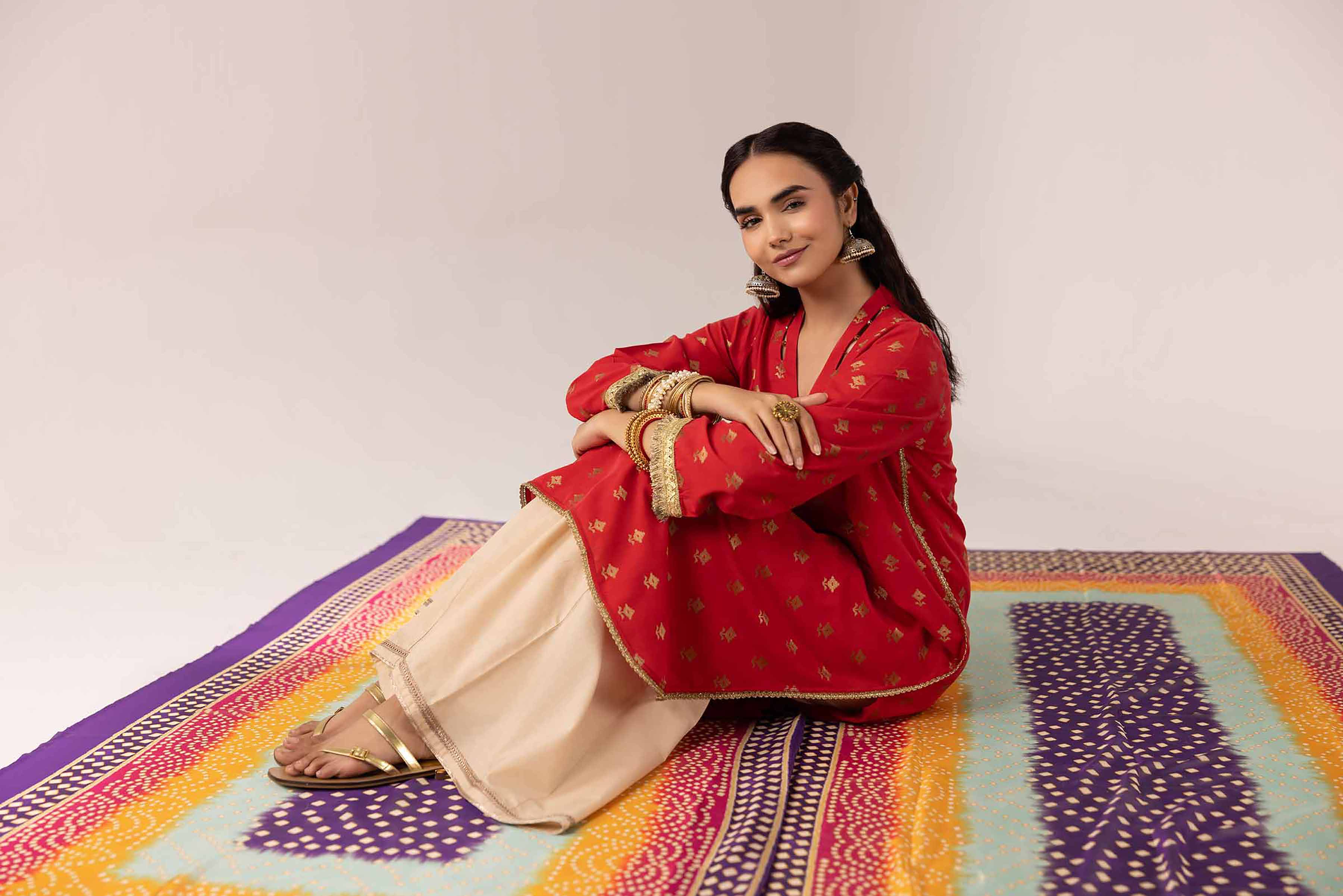 NishatUK - Red Solids Jacquard 1-piece ready to wear Shirt