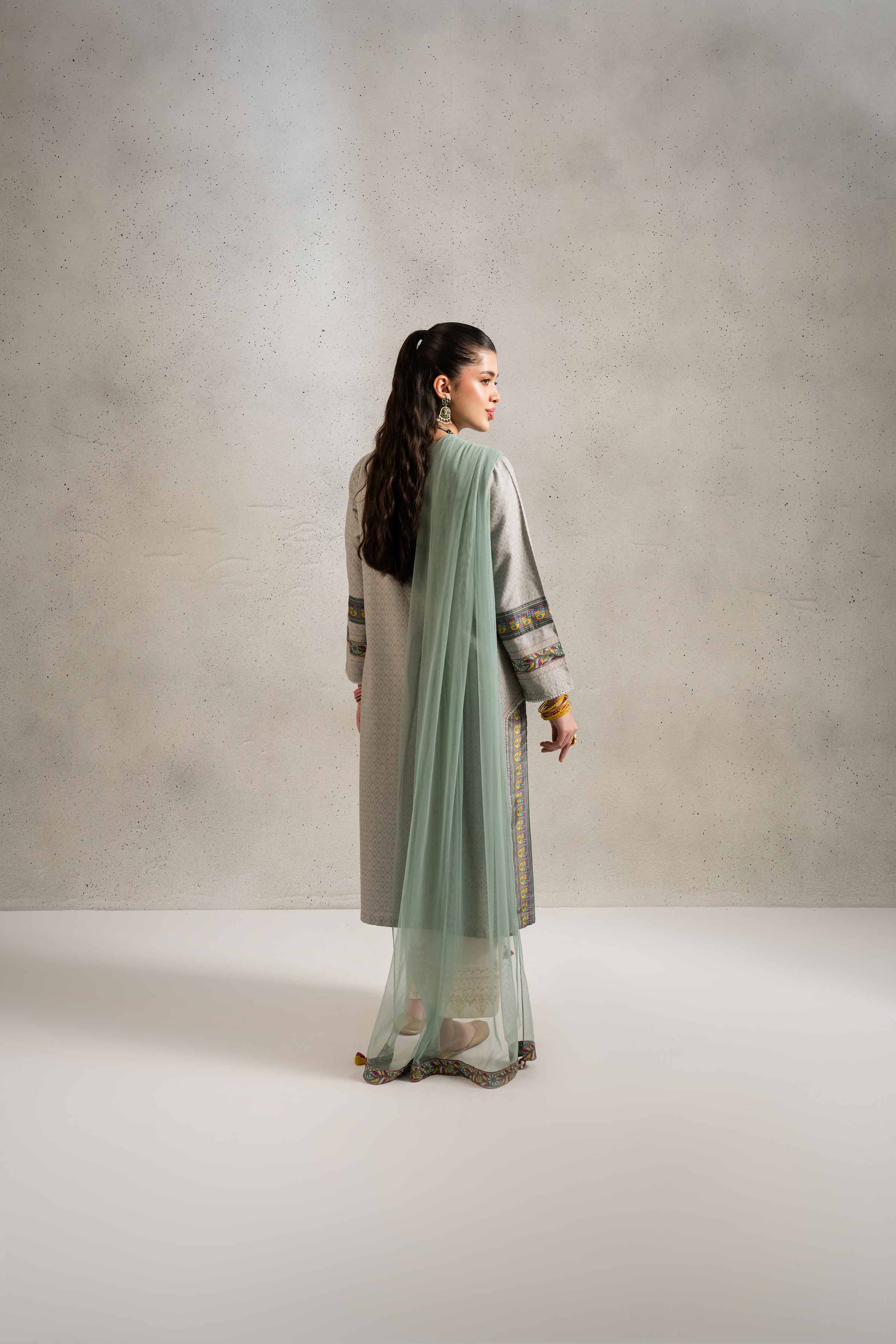 NishatUK - Grey Solids Jacquard 2-piece ready to wear Dress