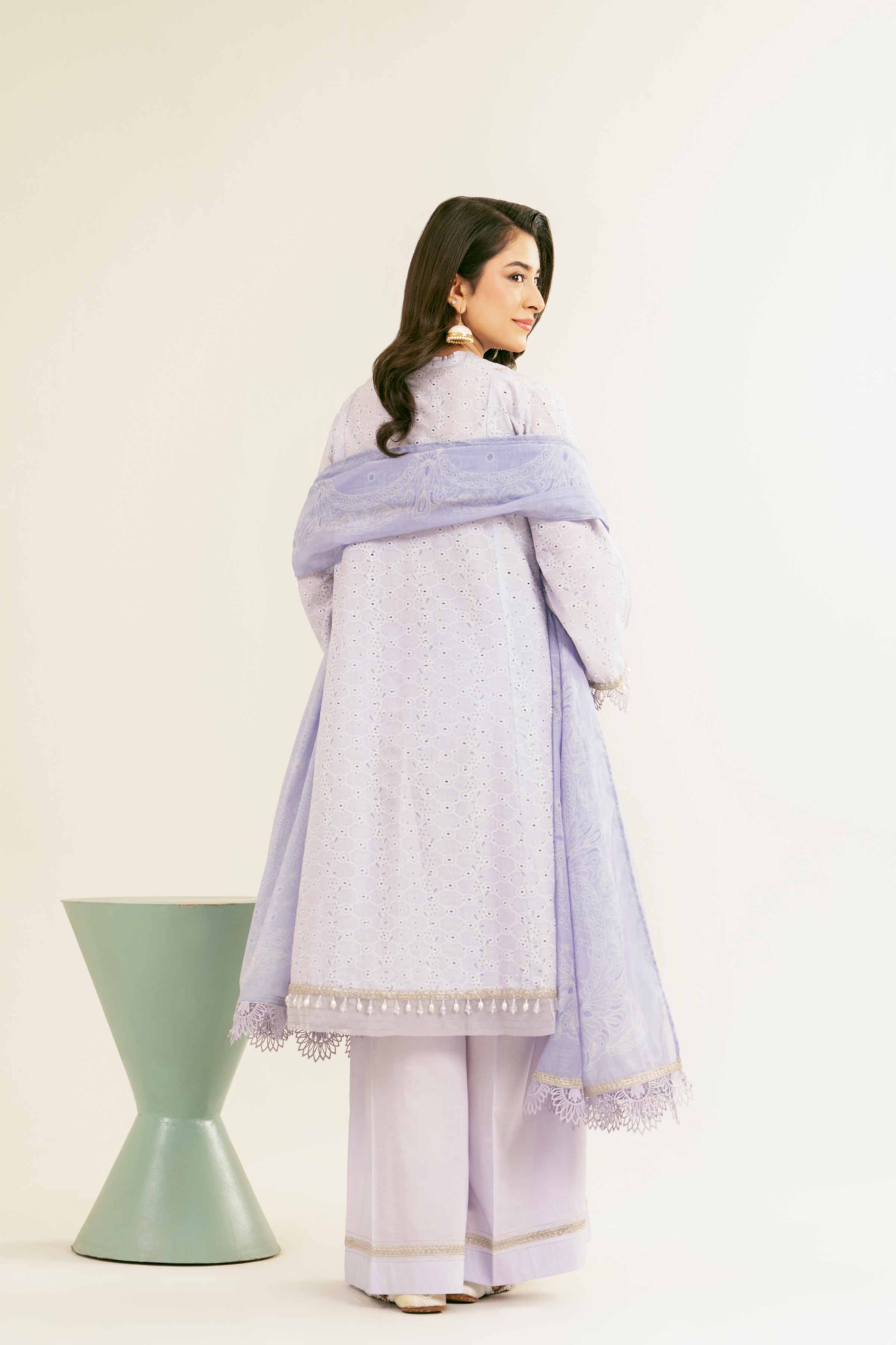 NishatUK - Purple Printed  Chicken Kari 3-piece ready to wear Suit