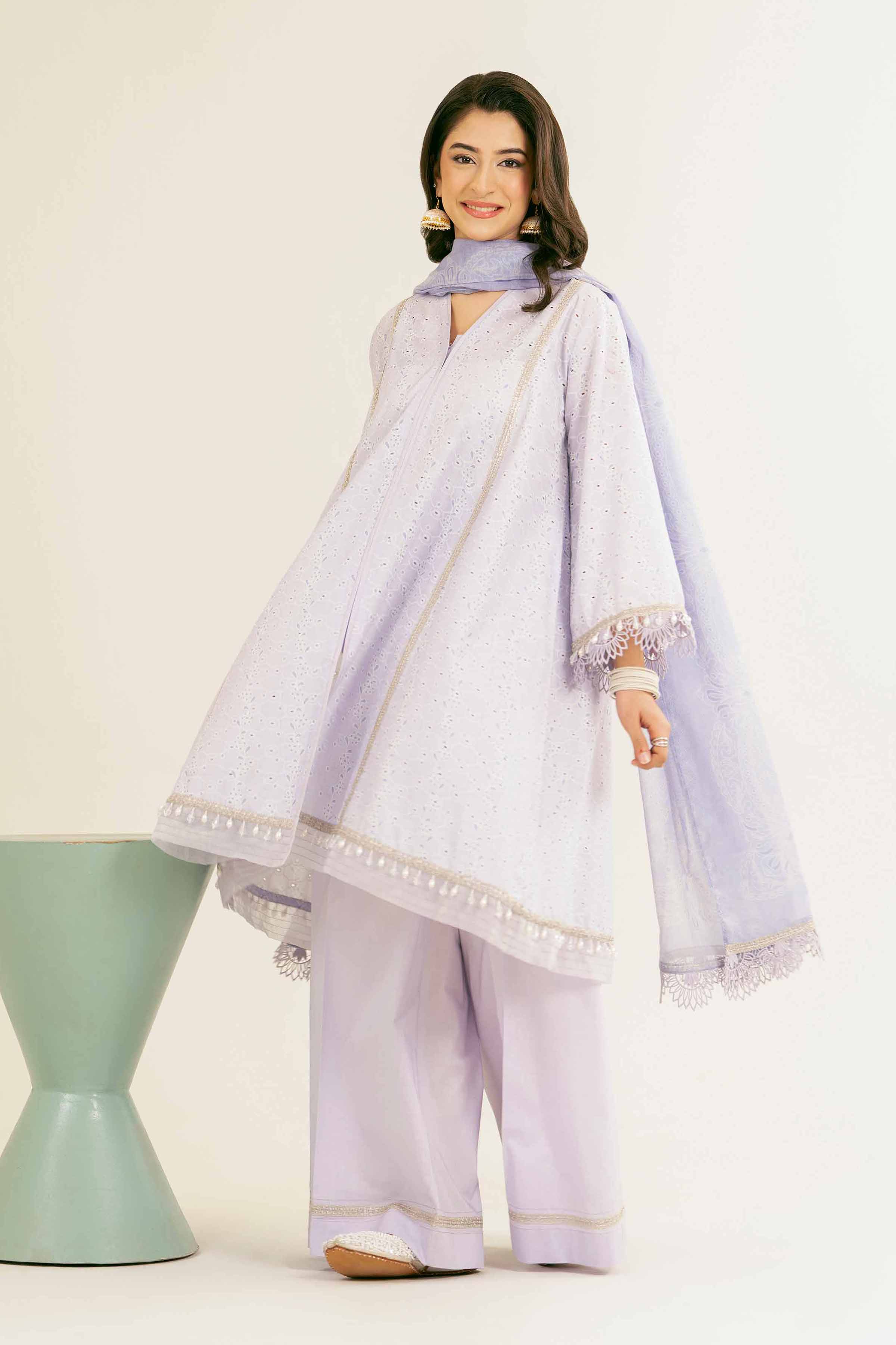NishatUK - Purple Printed  Chicken Kari 3-piece ready to wear Suit