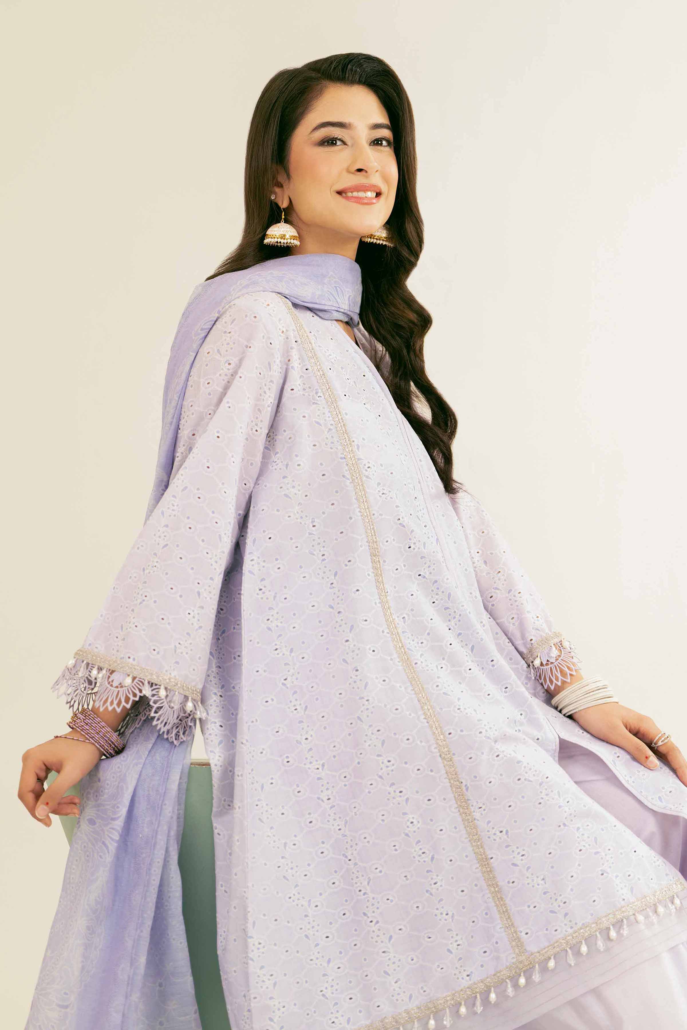 NishatUK - Purple Printed  Chicken Kari 3-piece ready to wear Suit