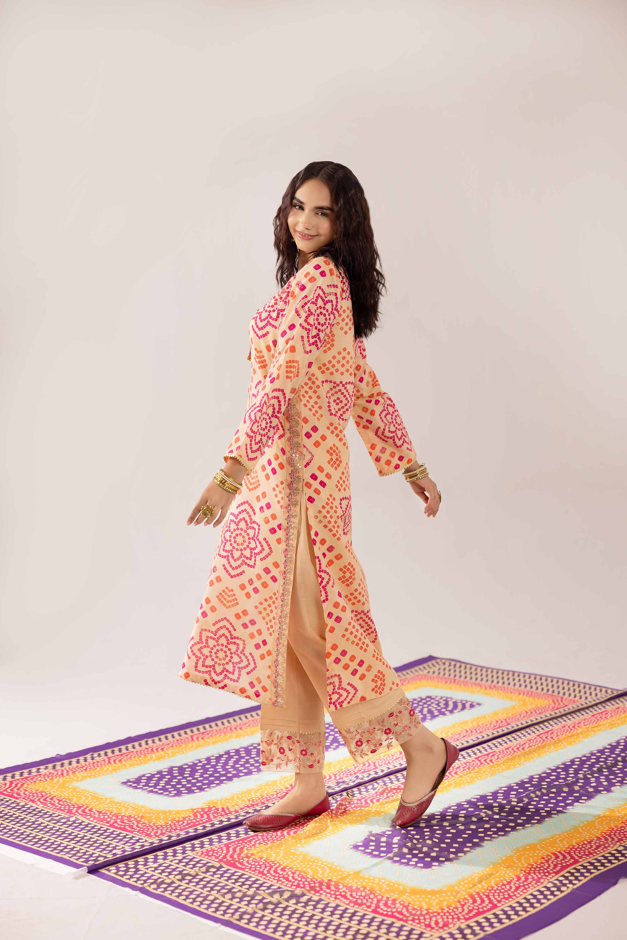 NishatUK - Peach Embroidered  Jacquard 2-piece ready to wear Dress