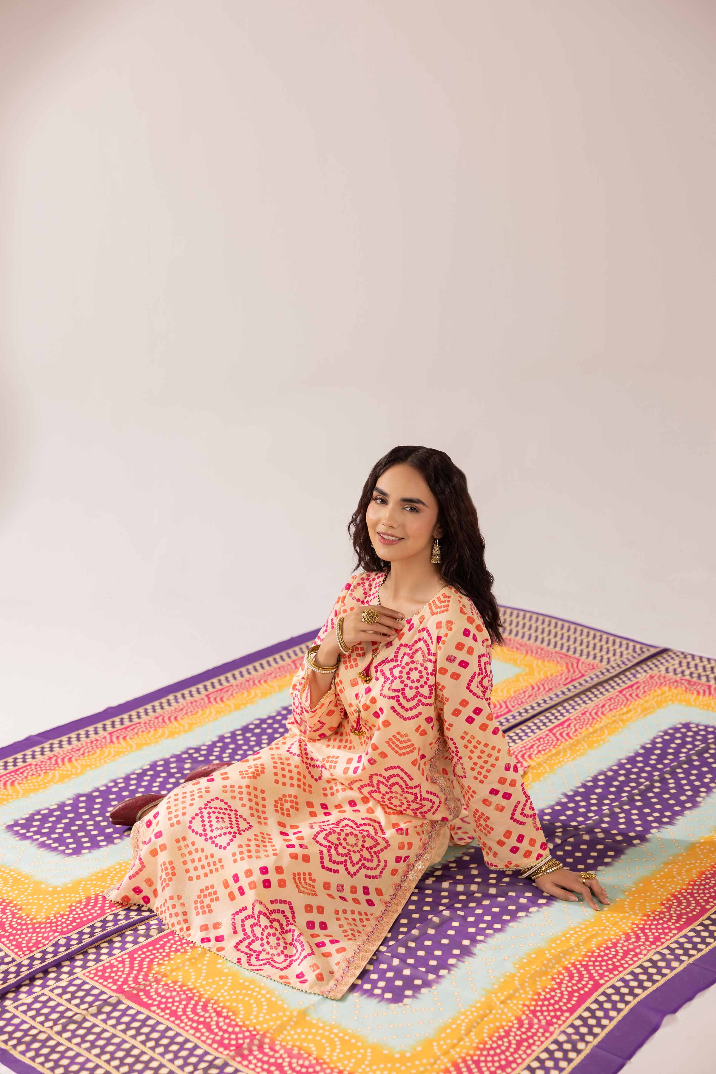 NishatUK - Peach Embroidered  Jacquard 2-piece ready to wear Dress
