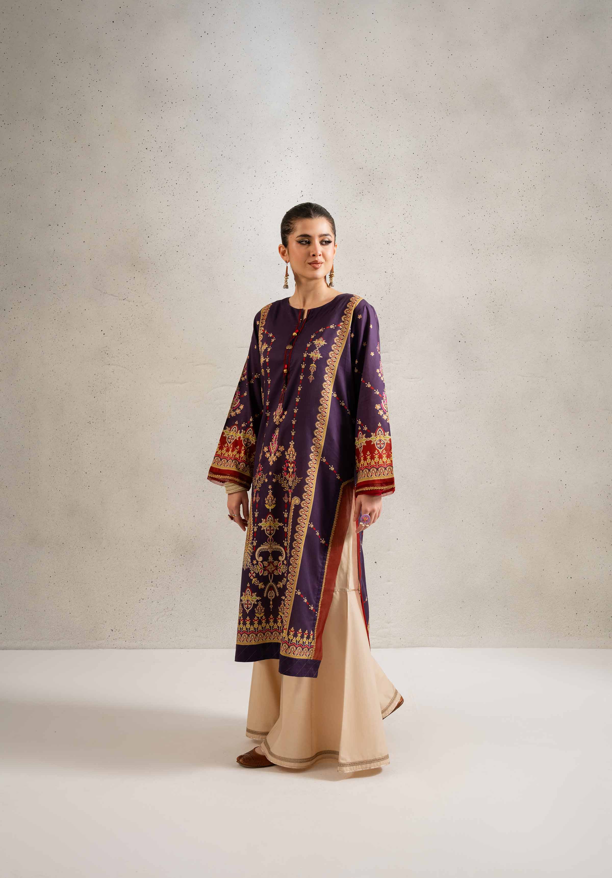 NishatUK - Purple Printed Lawn 1-piece ready to wear Shirt