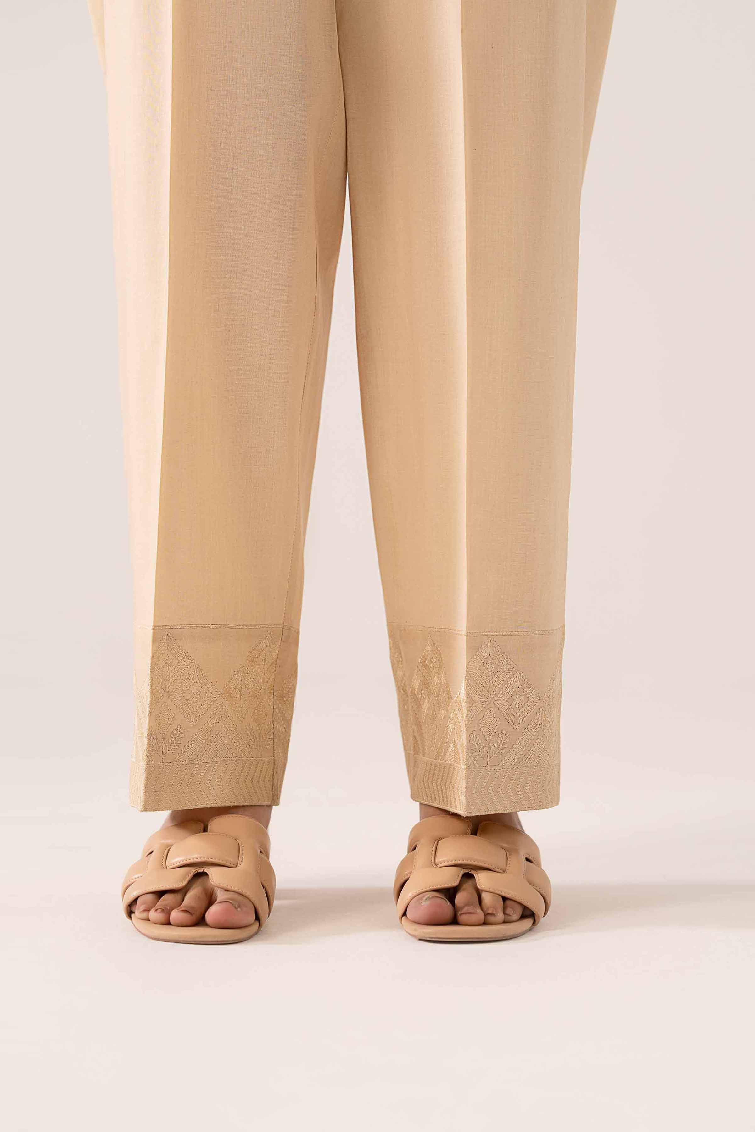 NishatUK - Beige Embroidered   Cambric 1-piece ready to wear Trouser