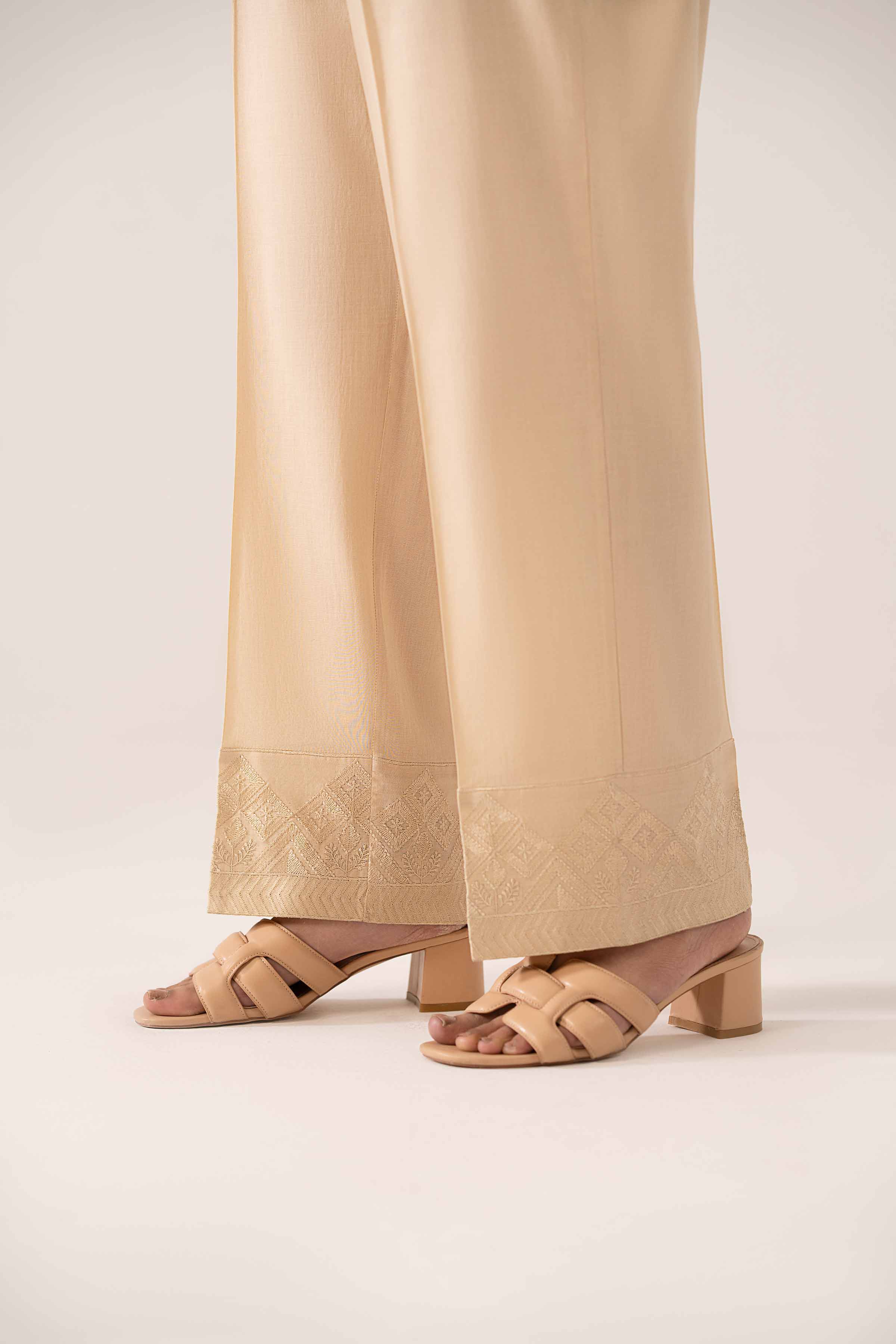 NishatUK - Beige Embroidered   Cambric 1-piece ready to wear Trouser