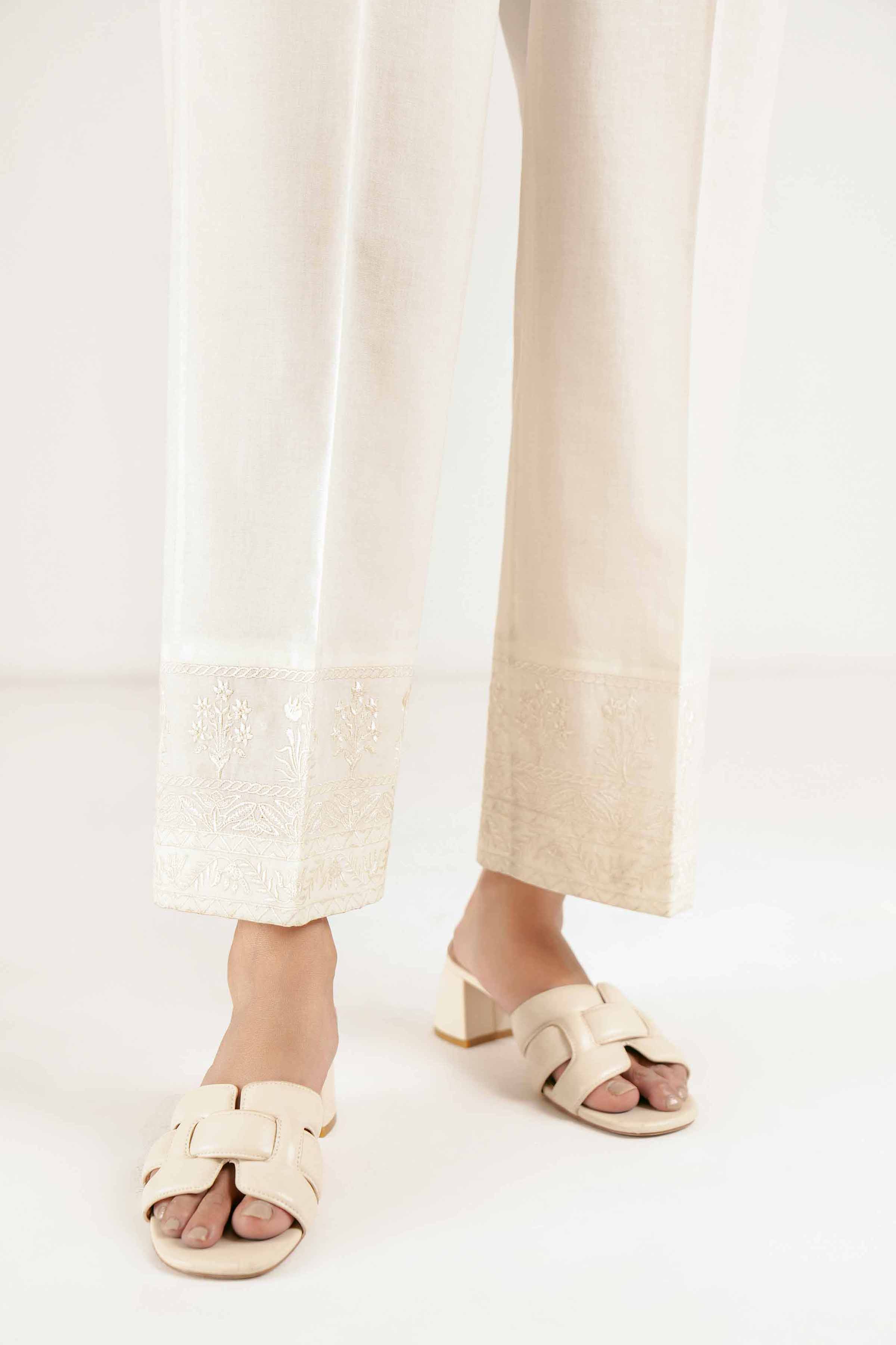 NishatUK - Off White Embroidered   Cambric 1-piece ready to wear Trouser