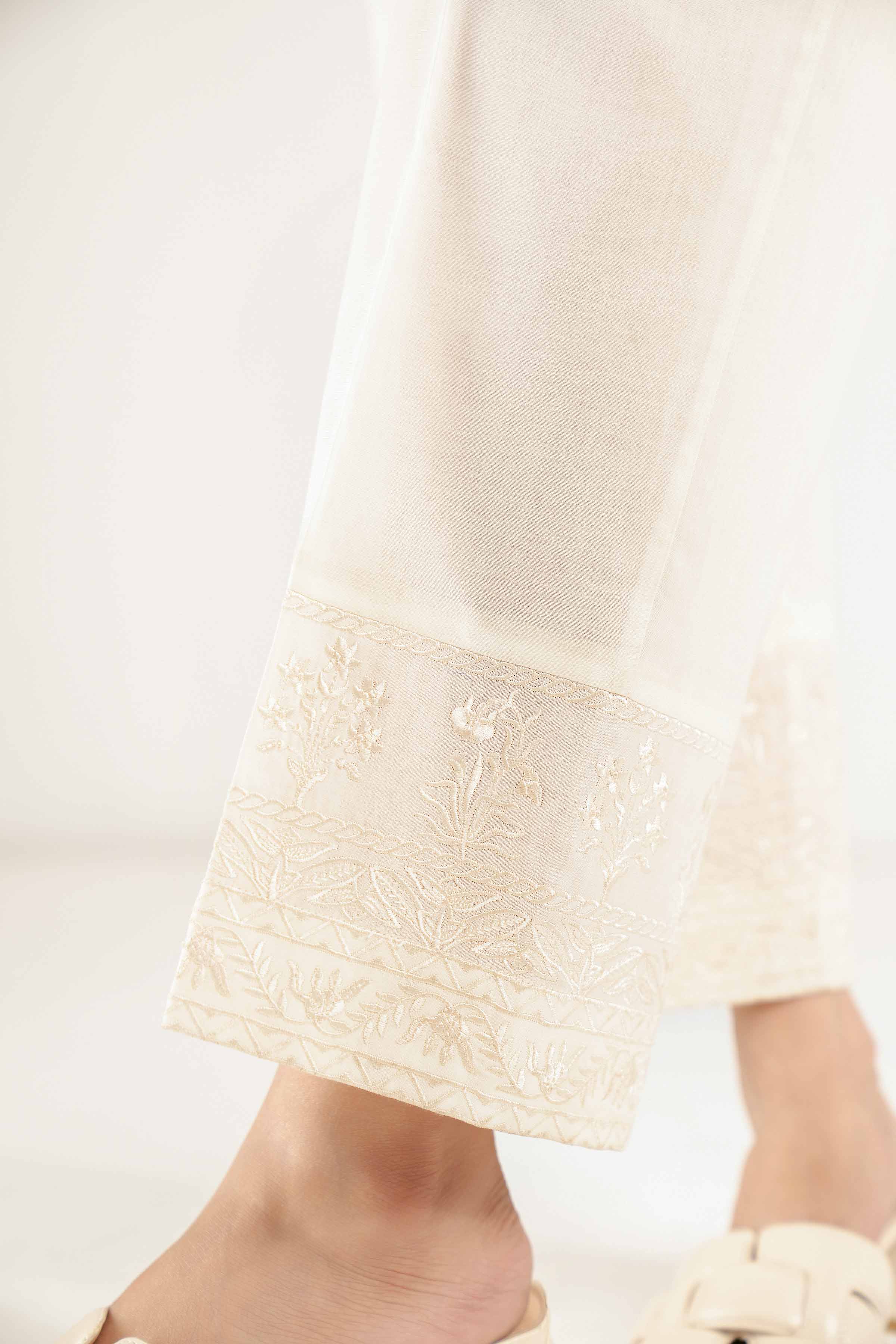 NishatUK - Off White Embroidered   Cambric 1-piece ready to wear Trouser