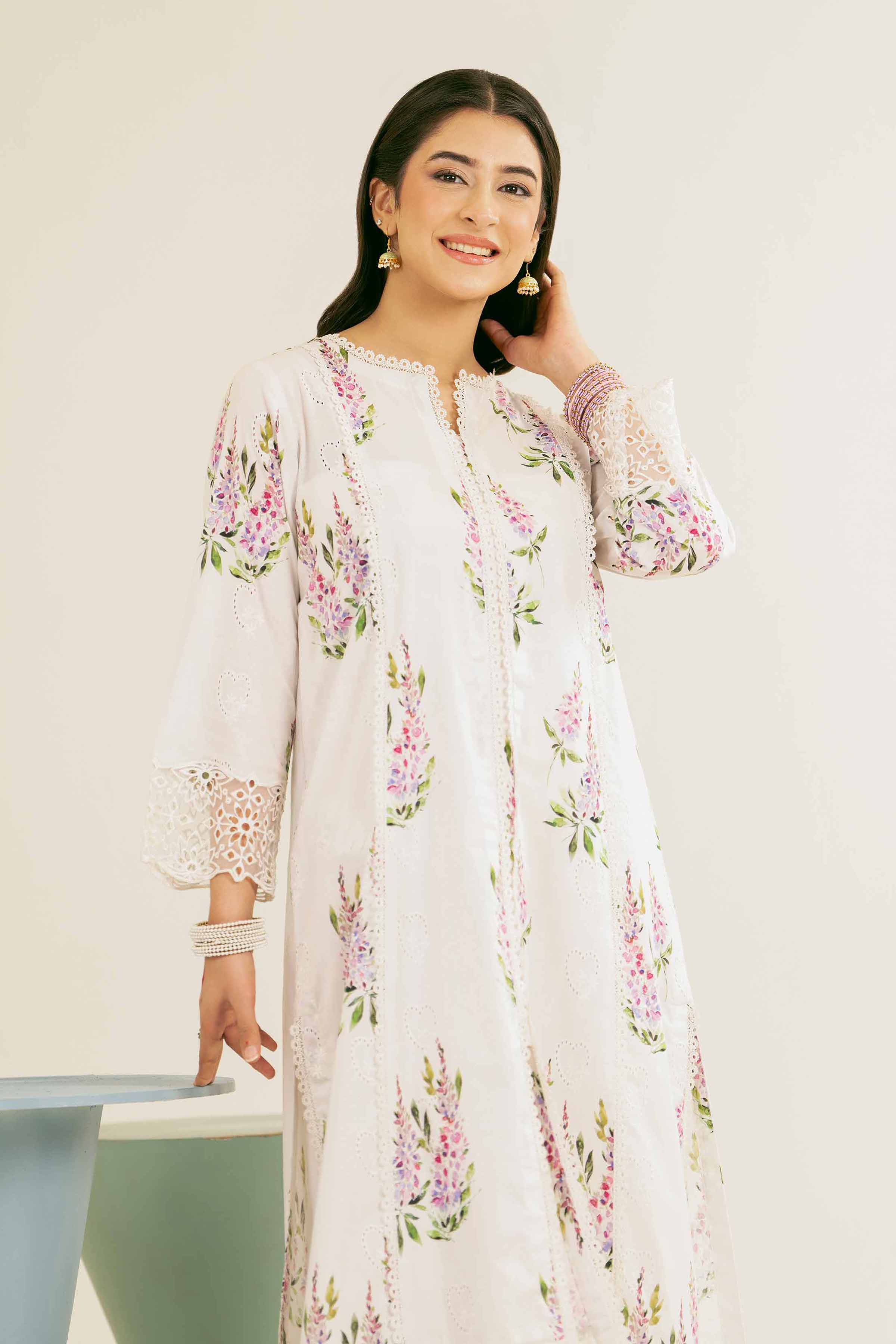 NishatUK - White Embroidered   Chicken Kari 2-piece ready to wear Dress
